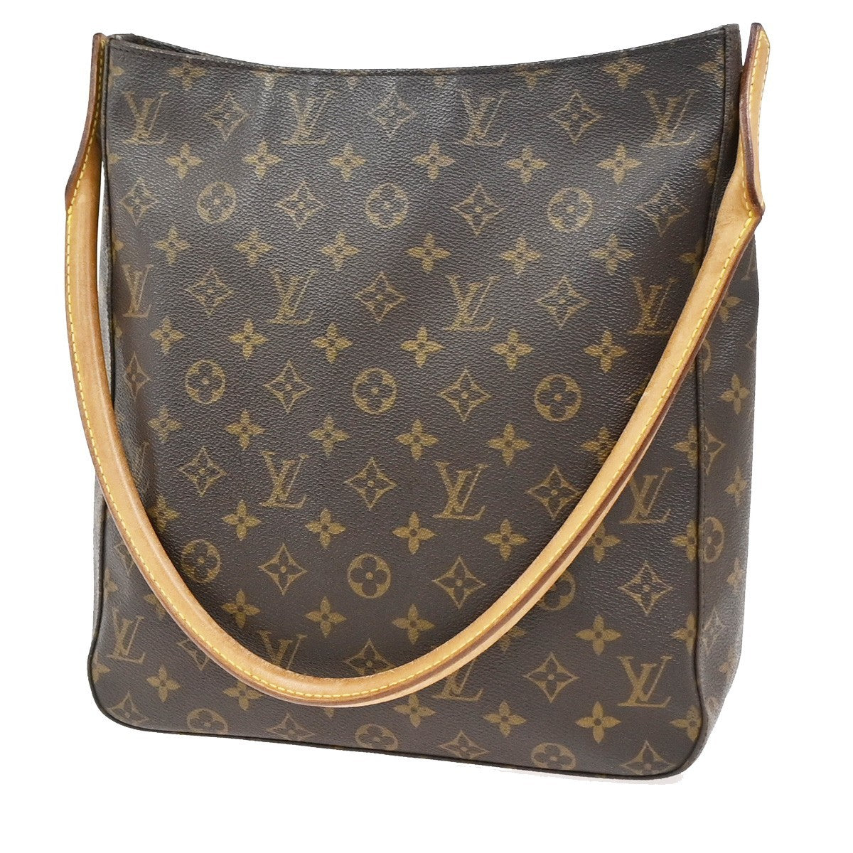 LOUIS VUITTON Logo Looping GM Shoulder Bag Monogram Leather Brown M51145 82YJ023