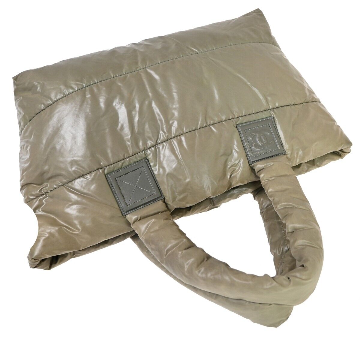 CHANEL CC Coco Cocoon Hand Tote Bag Nylon Leather Khaki Bordeaux Italy 79HB566