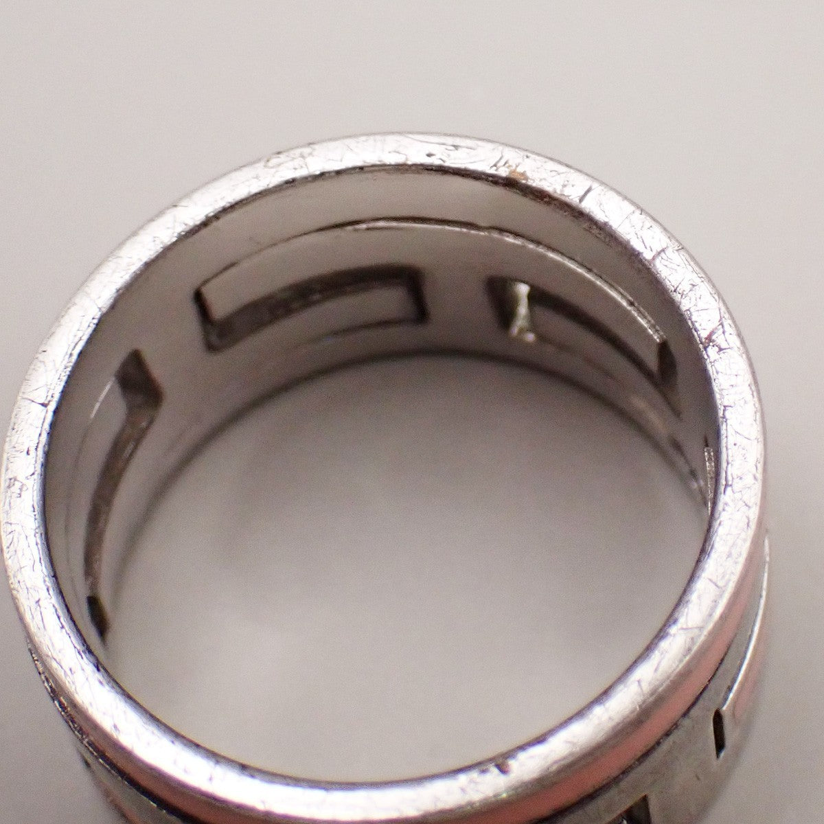 HERMES Logo Move H Ring Size 50 Silver 925  Pink Accessory 64RL361