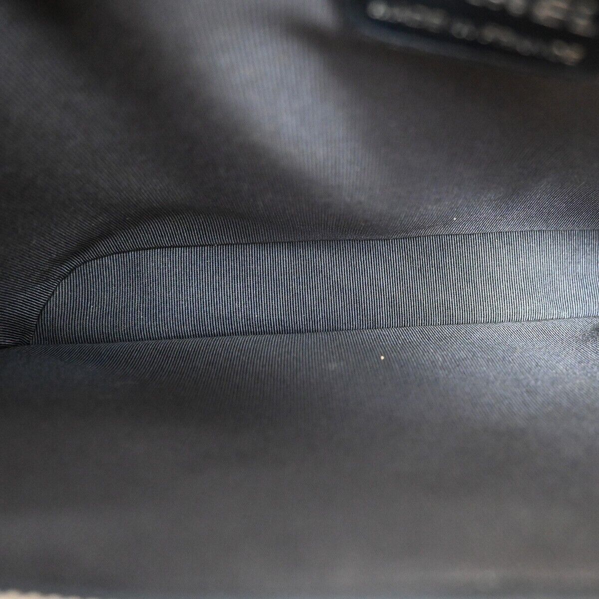 CHANEL CC Logo Metal Handle Hand Tote Bag Nylon Leather Blue Silver 35KA012