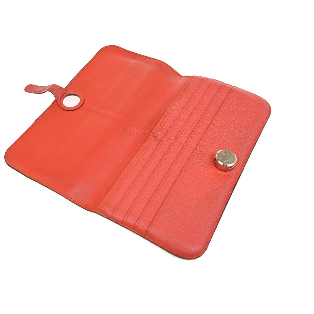 HERMES Logos Dogon GM Long Bifold Wallet Togo Leather Red  France SHW 31RL985