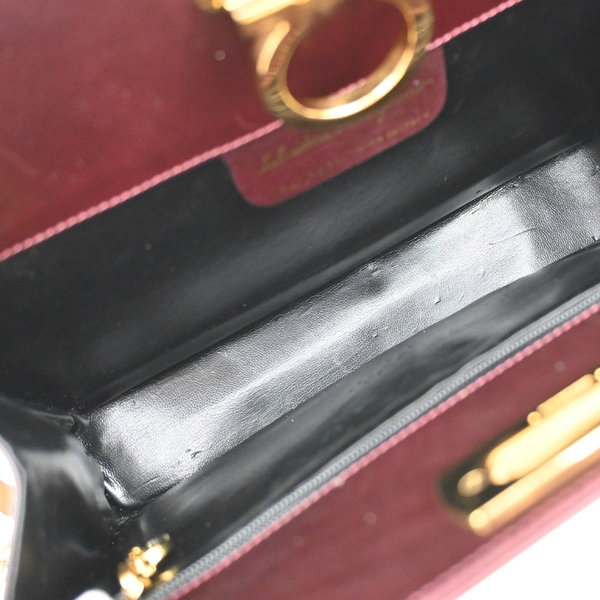 SALVATORE FERRAGAMO Gancini 2Way Chain Shoulder Clutch Bag Leather BY 39YH487