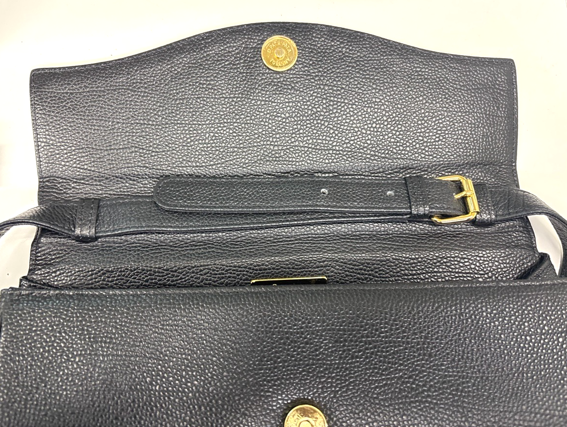YVES SAINT LAURENT Logo YSL Flap Shoulder Crossbody Bag Leather Black 37MA149