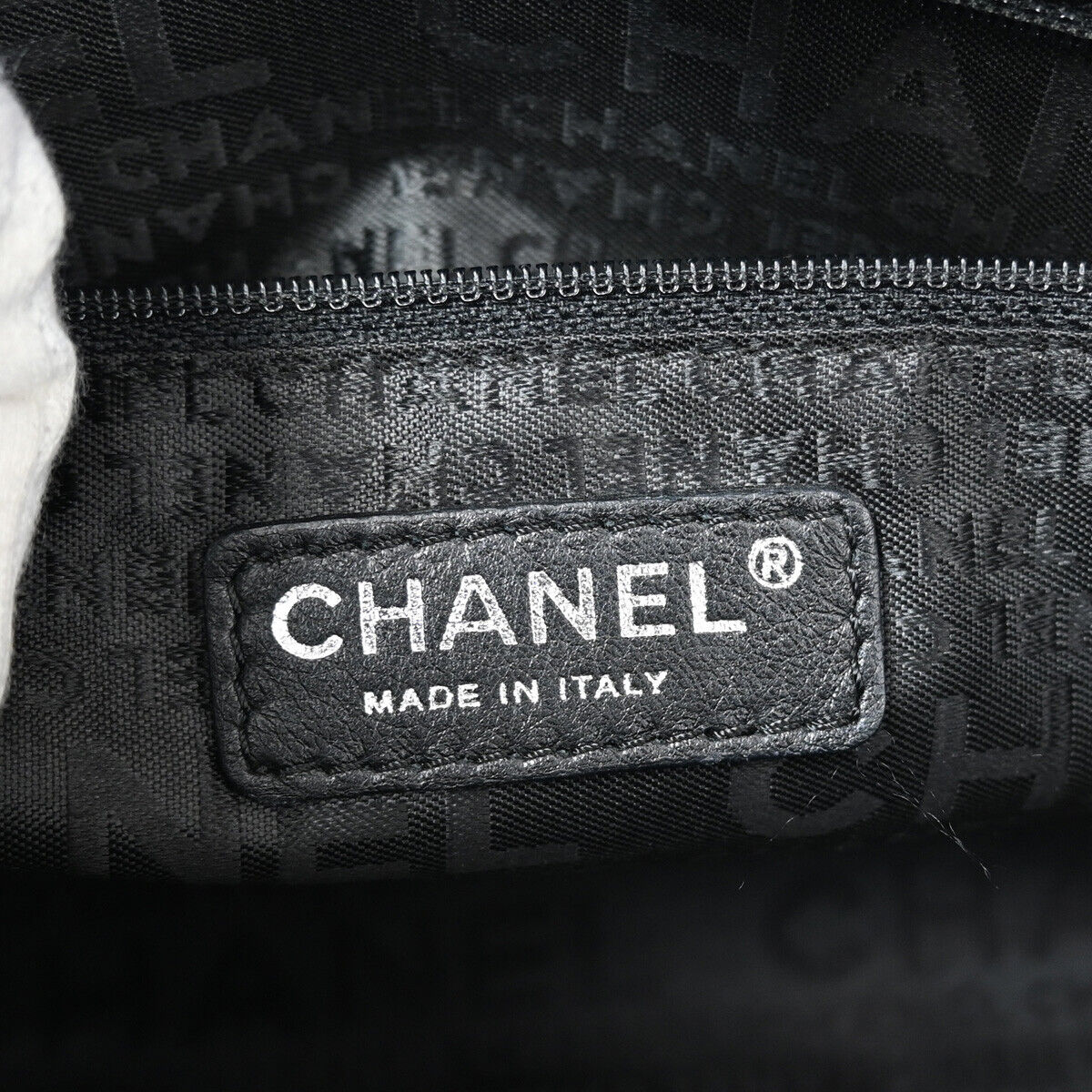 CHANEL Logo 2.55 Chain Shoulder Bag Patent Leather Black SHW 691RJ755