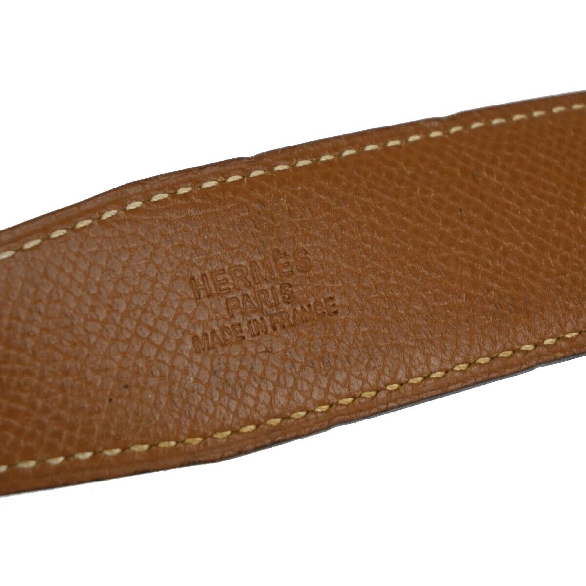 HERMES H Logo Constance Reversible Buckle Belt #68 Leather Black Gold 86YD916