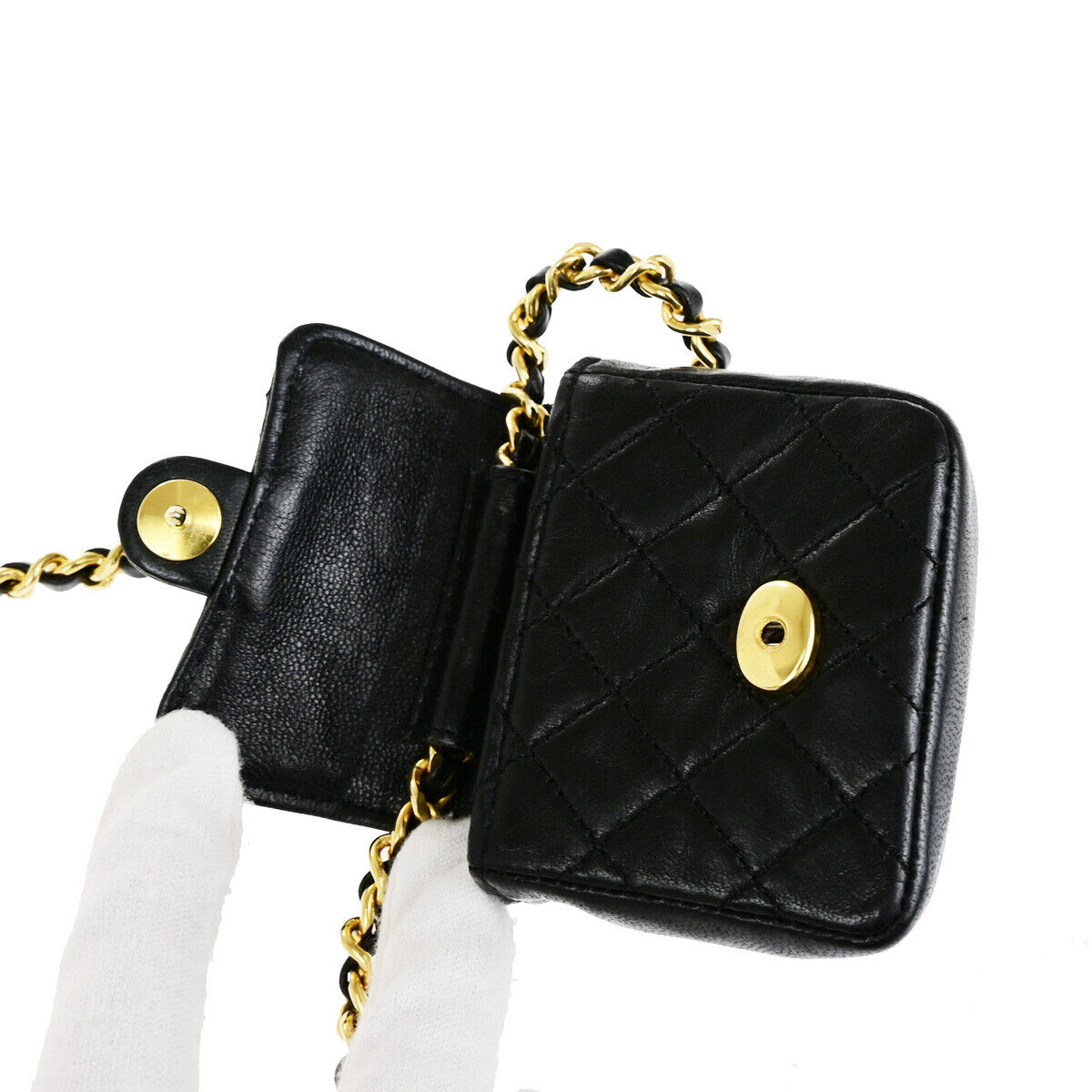 CHANEL CC Logo Mini Mini Matelasse Chain Shoulder Bag Leather GHW BK 660RK051