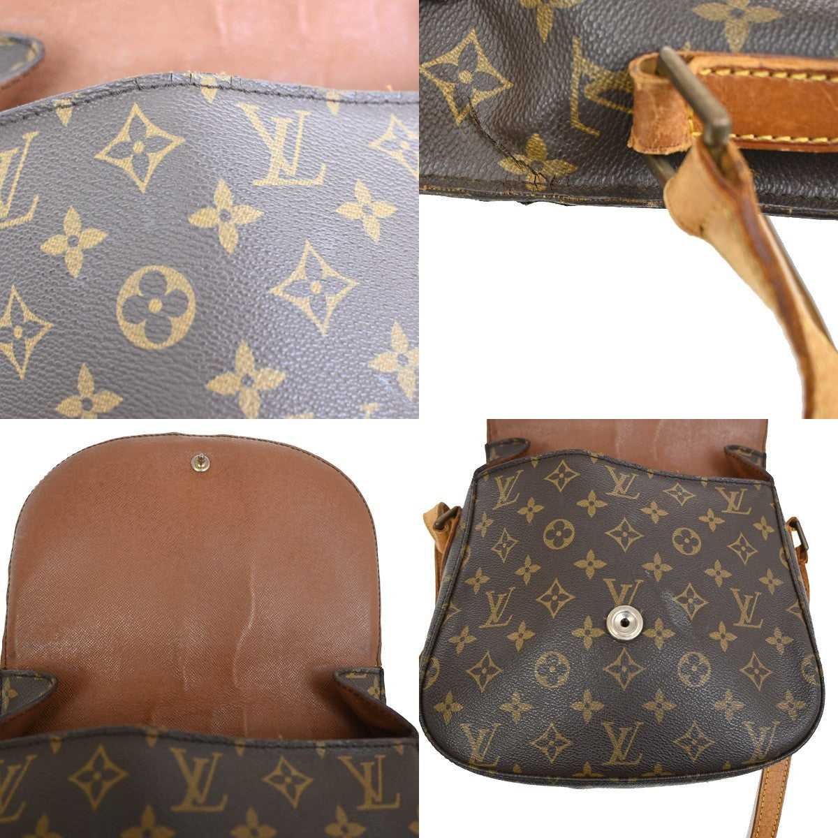 LOUIS VUITTON Saint Cloud GM Shoulder Bag Monogram Leather Brown M51242 65TA044