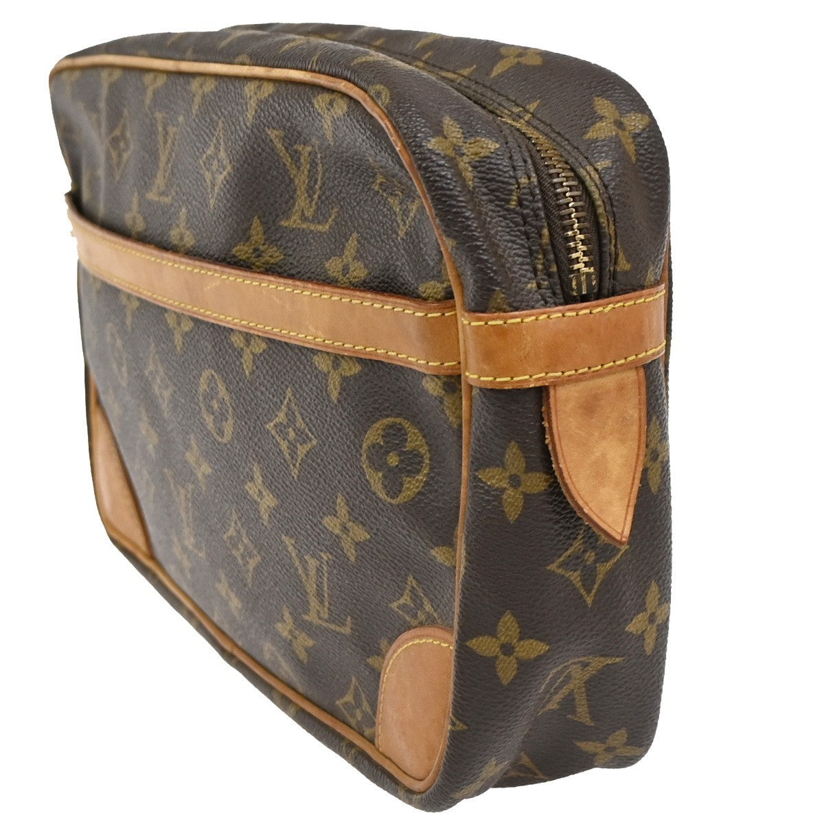 LOUIS VUITTON Compiegne 28 Clutch Bag Monogram Leather Brown GHW M51845 69CB013