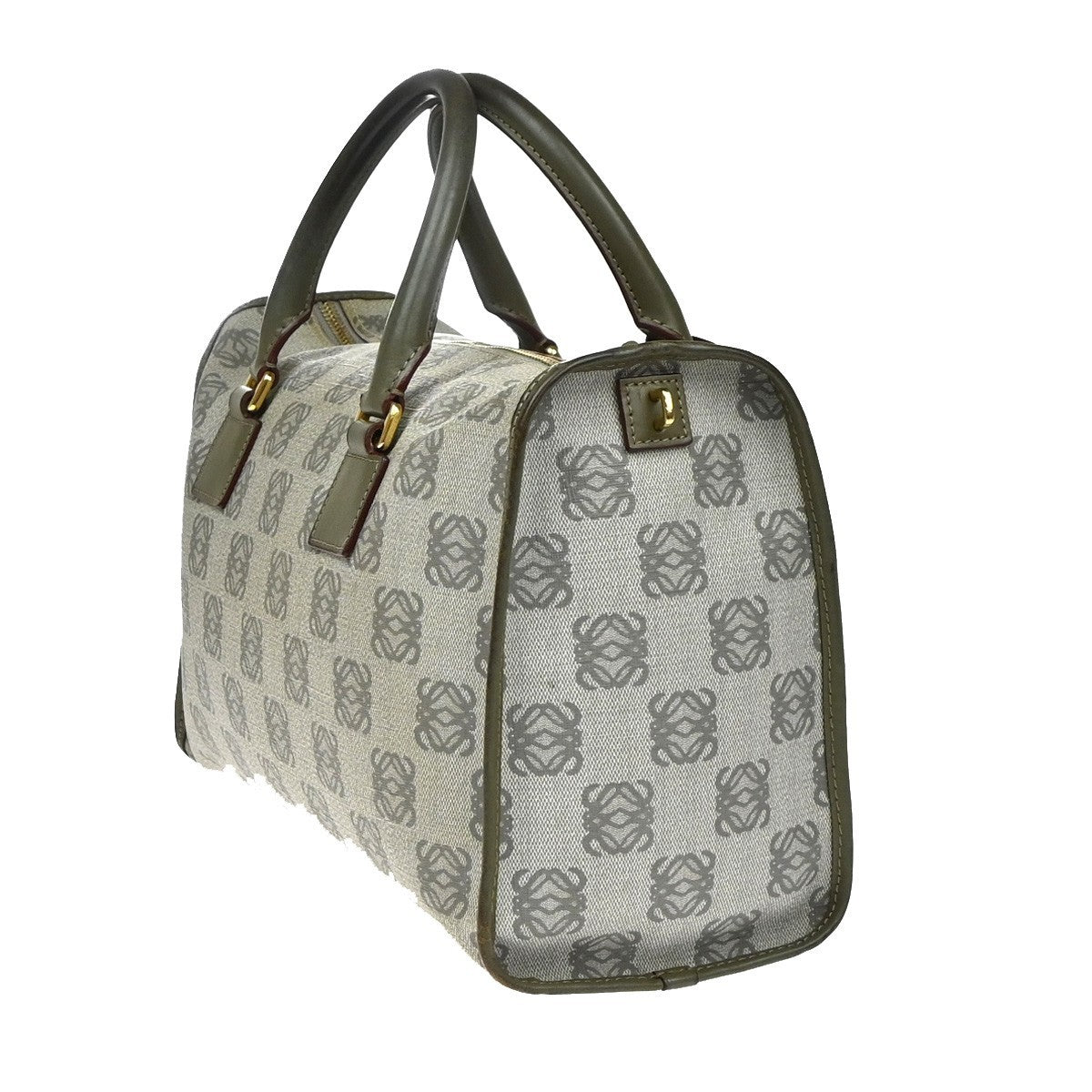 LOEWE Logo AMAZONA Anagram Pattern Hand Bag PVC Leather Gray GHW Spain 35YH954