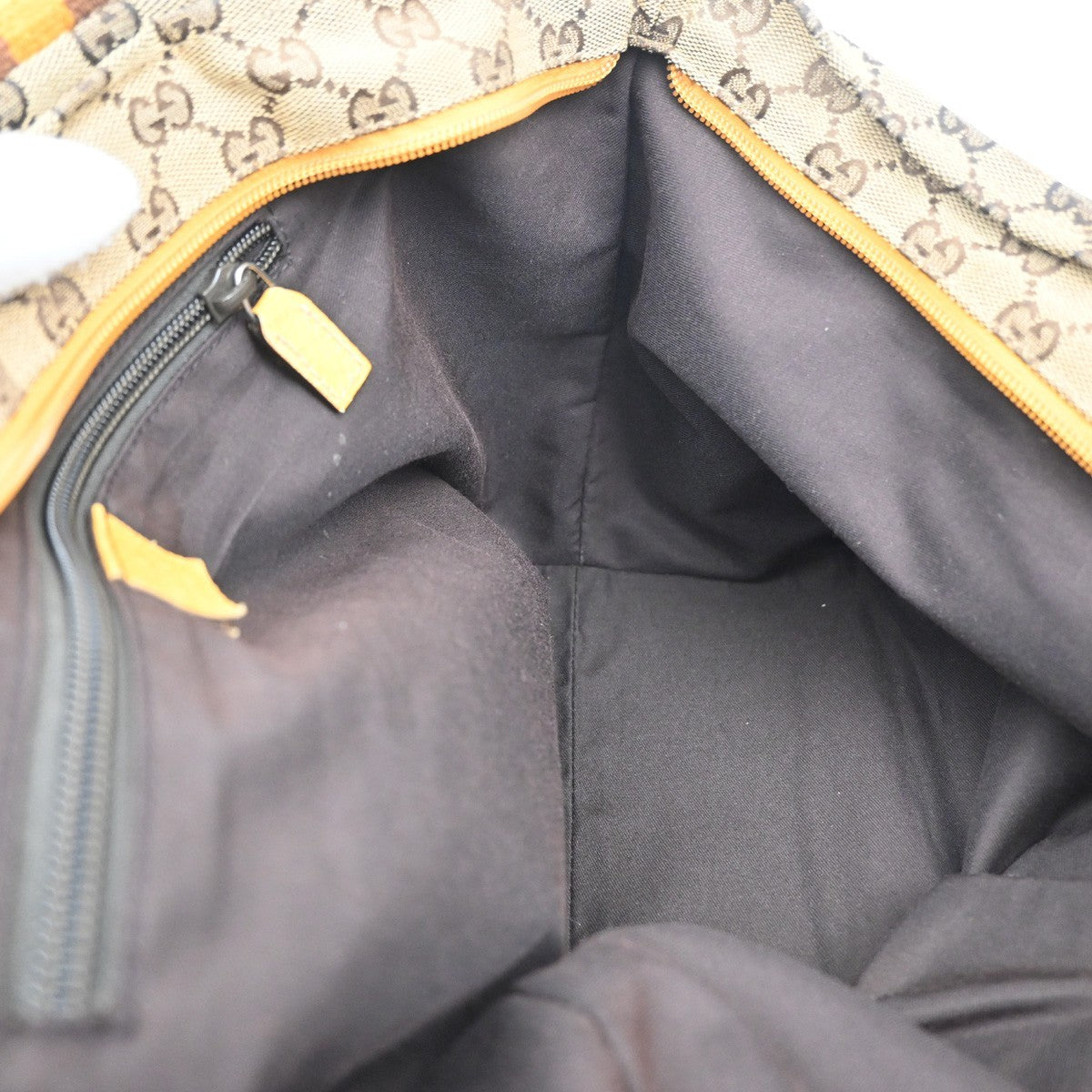 GUCCI GG Canvas Shoulder Tote Bag Leather canvas Yellow Italy 66CA368