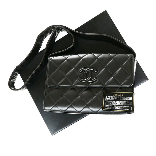 CHANEL CC Logo Matelasse Shoulder Bag Lambskin Leather BK GHW Vintage 321RK697