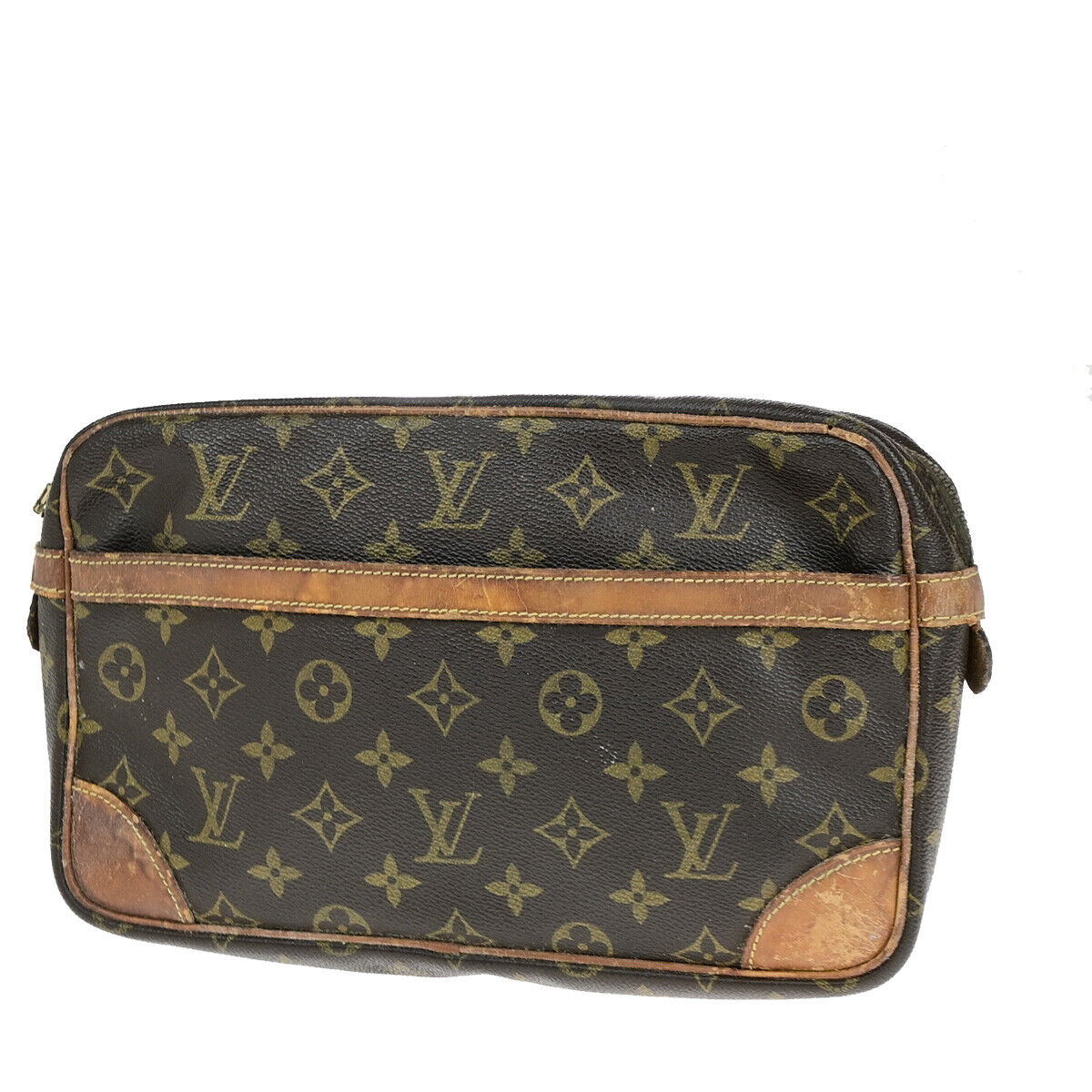 LOUIS VUITTON Compiegne 28 Clutch Hand Bag Monogram Leather Brown M51845 02YF152