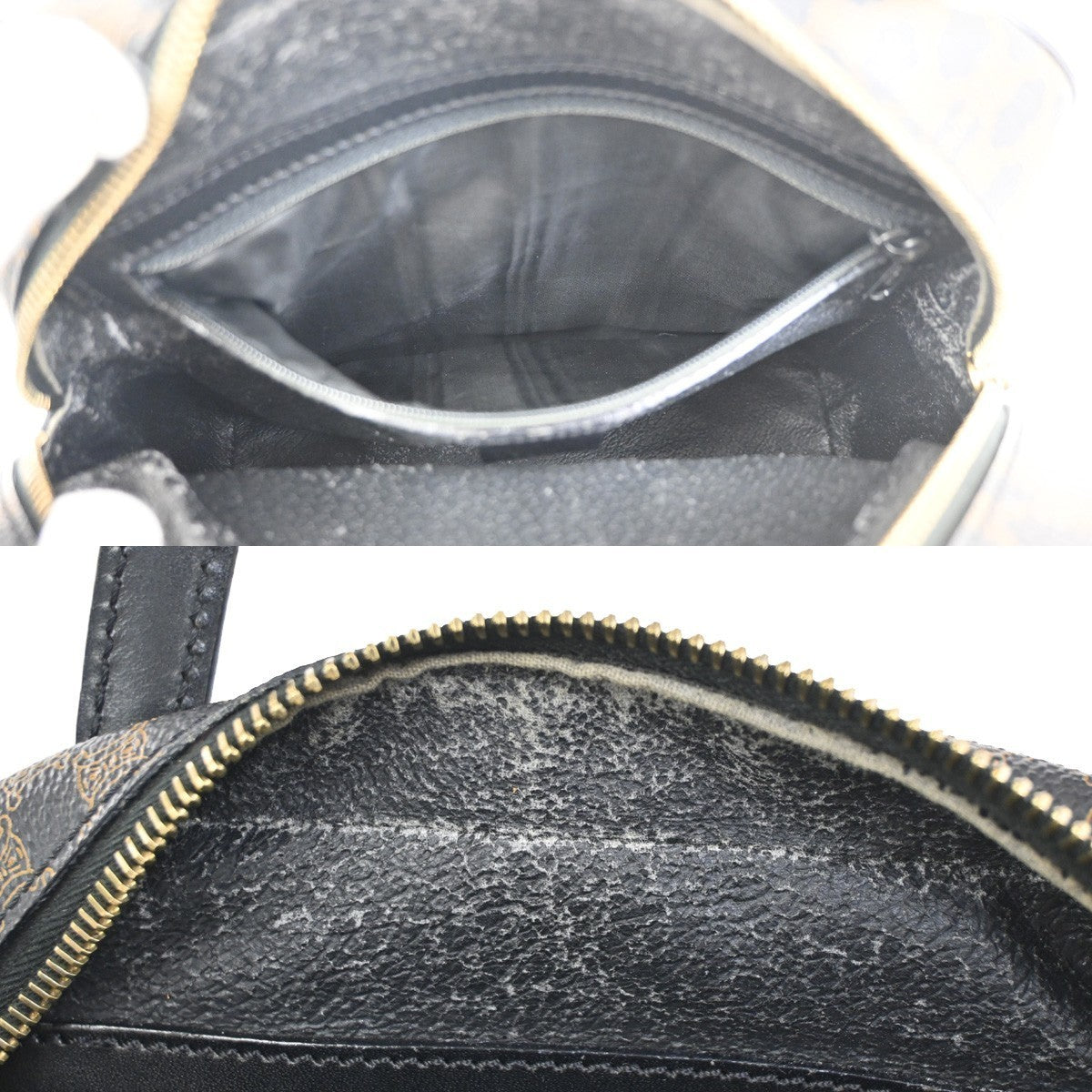 CELINE Logo Macadam Hand Bag PVC Leather Black  Brown GHW Italy 67KD092