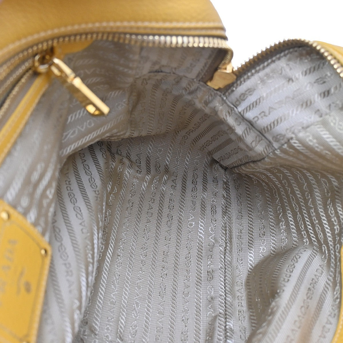 PRADA 2Way Shoulder Hand Tote Bag Vitello Daino Leather Yellow GHW 14DA189