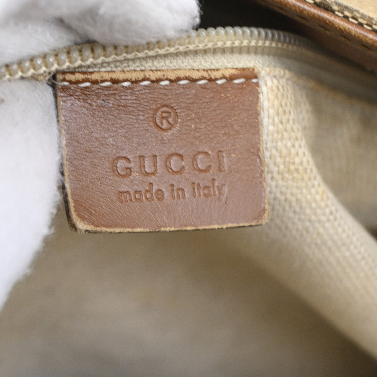 GUCCI Logo Sherry GG Pattern Shoulder Bag Canvas Leather Brown SHW Italy 65TA112