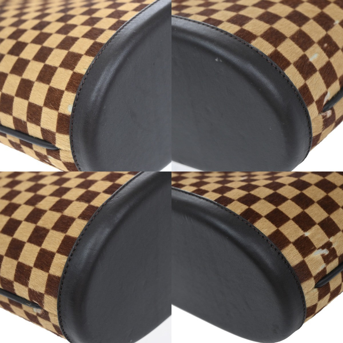 LOUIS VUITTON Sauvage Impala Hand Bag Damier Fur Leather Brown M92133 33EG038