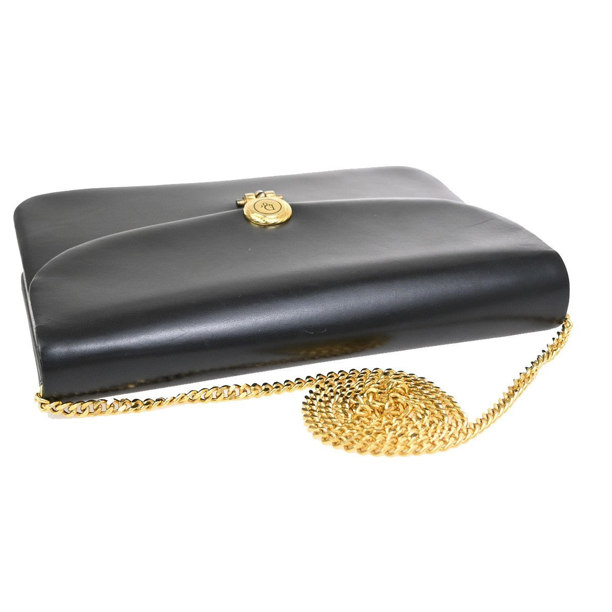 CHRISTIAN DIOR Logo Shoulder Bag Leather Black France GHW 31EG219