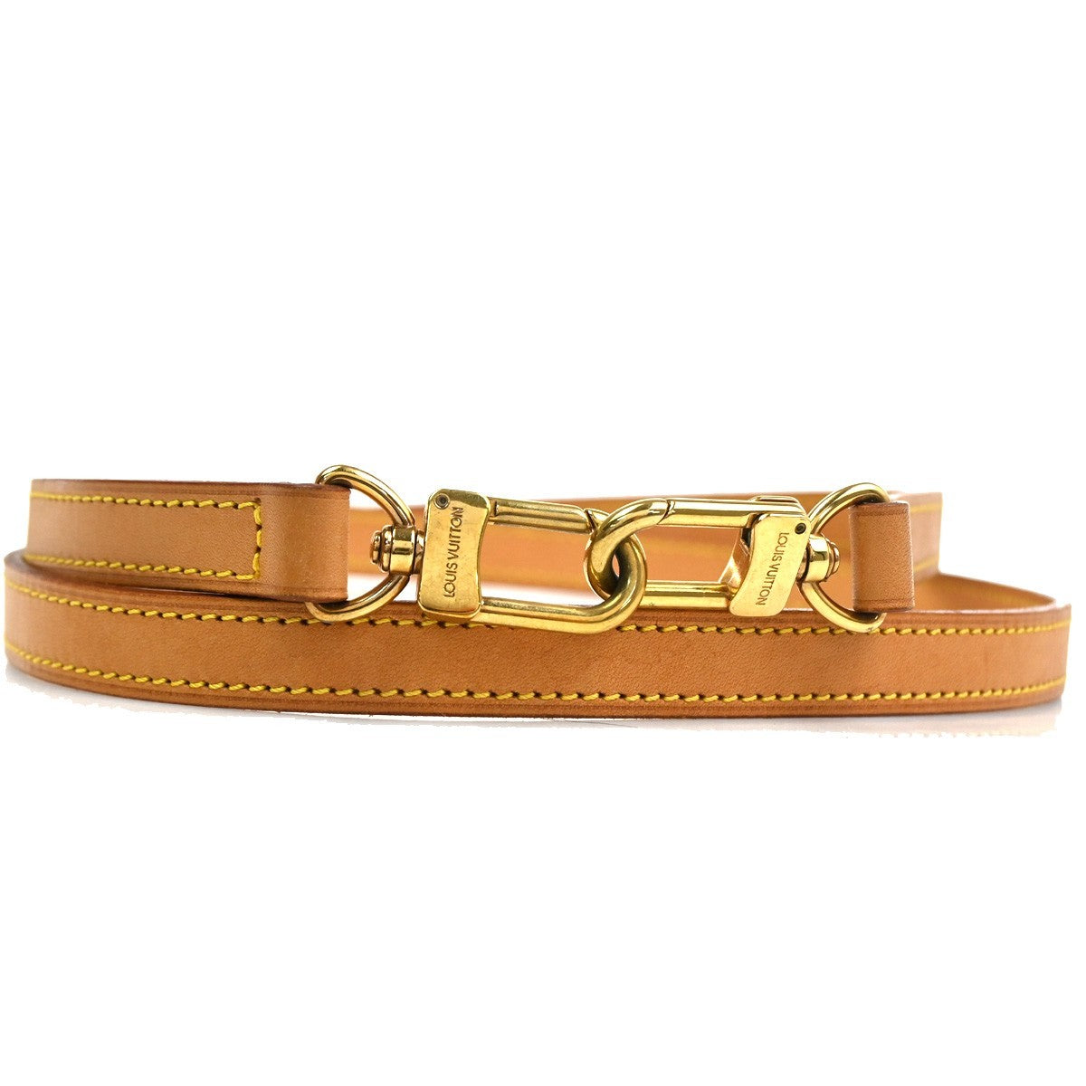 LOUIS VUITTON Shoulder Strap Leather Brown Beige Gold Bag Accessory 61TA612