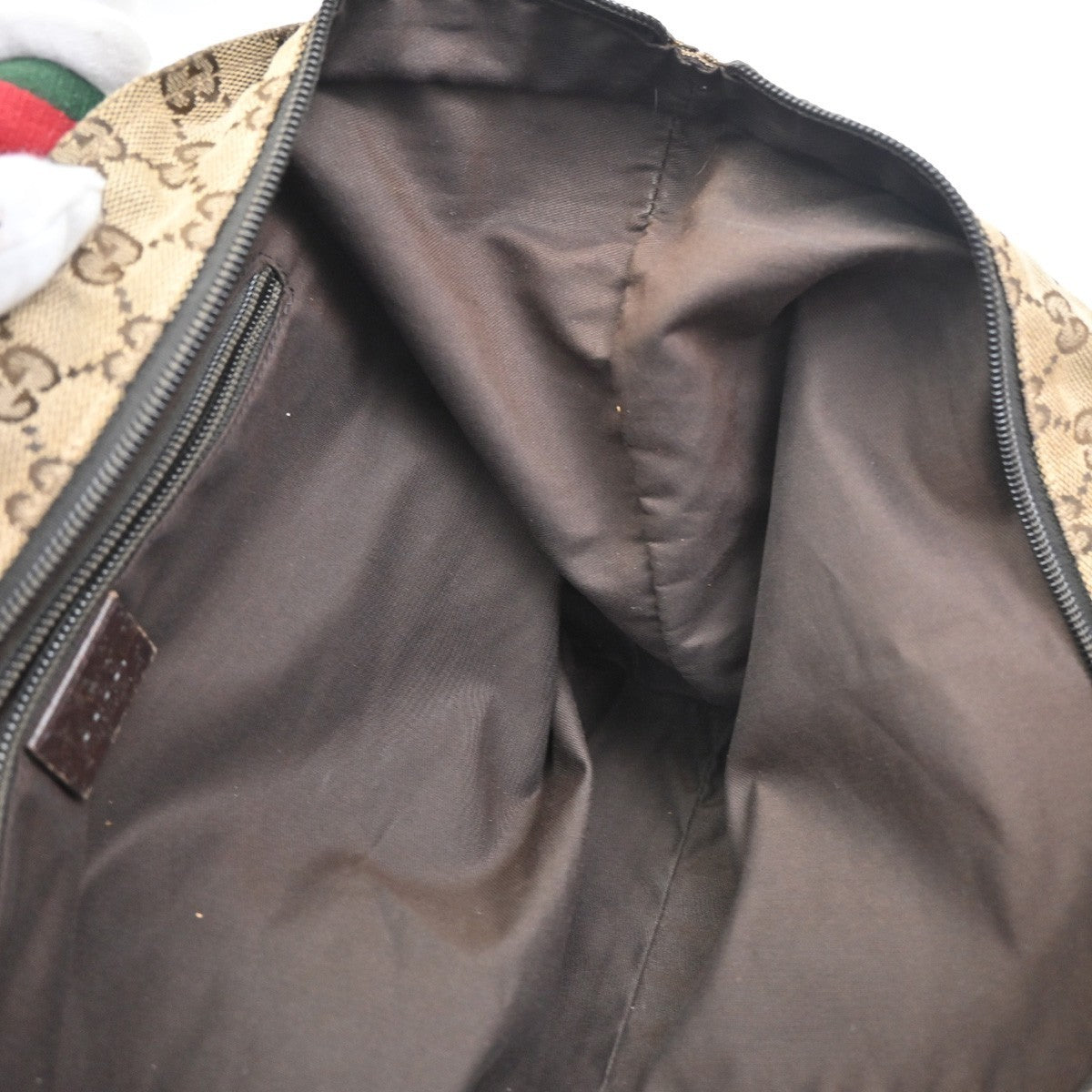 GUCCI Logo Sherry GG Pattern Hand Bag Canvas Leather Brown Italy 31CA550