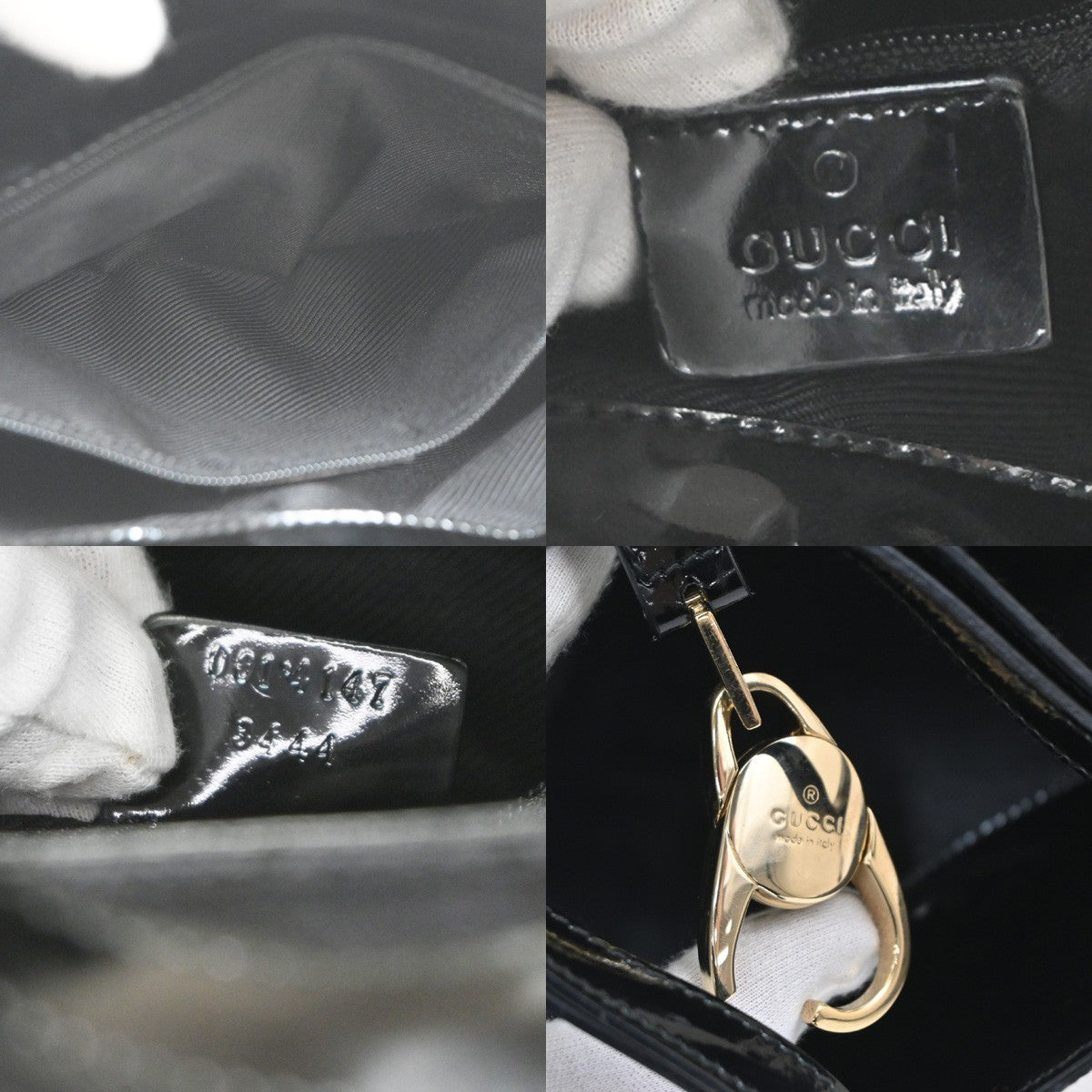 GUCCI Jackie GG 2Way Shoulder Hand Bag Canvas Patent Leather GHW Italy 85CA582