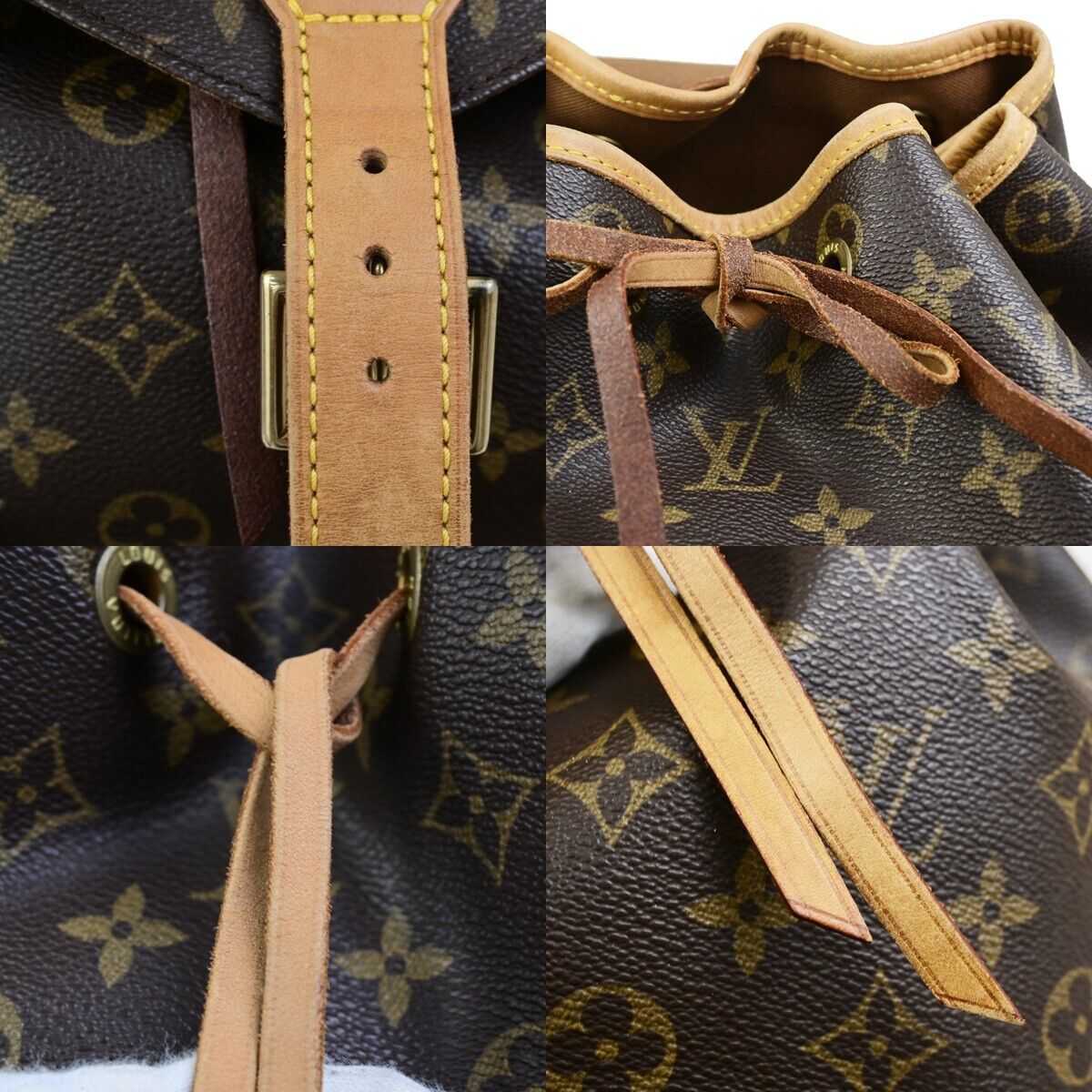 LOUIS VUITTON Montsouris GM Backpack Bag Monogram Leather Brown M51135 13EC875