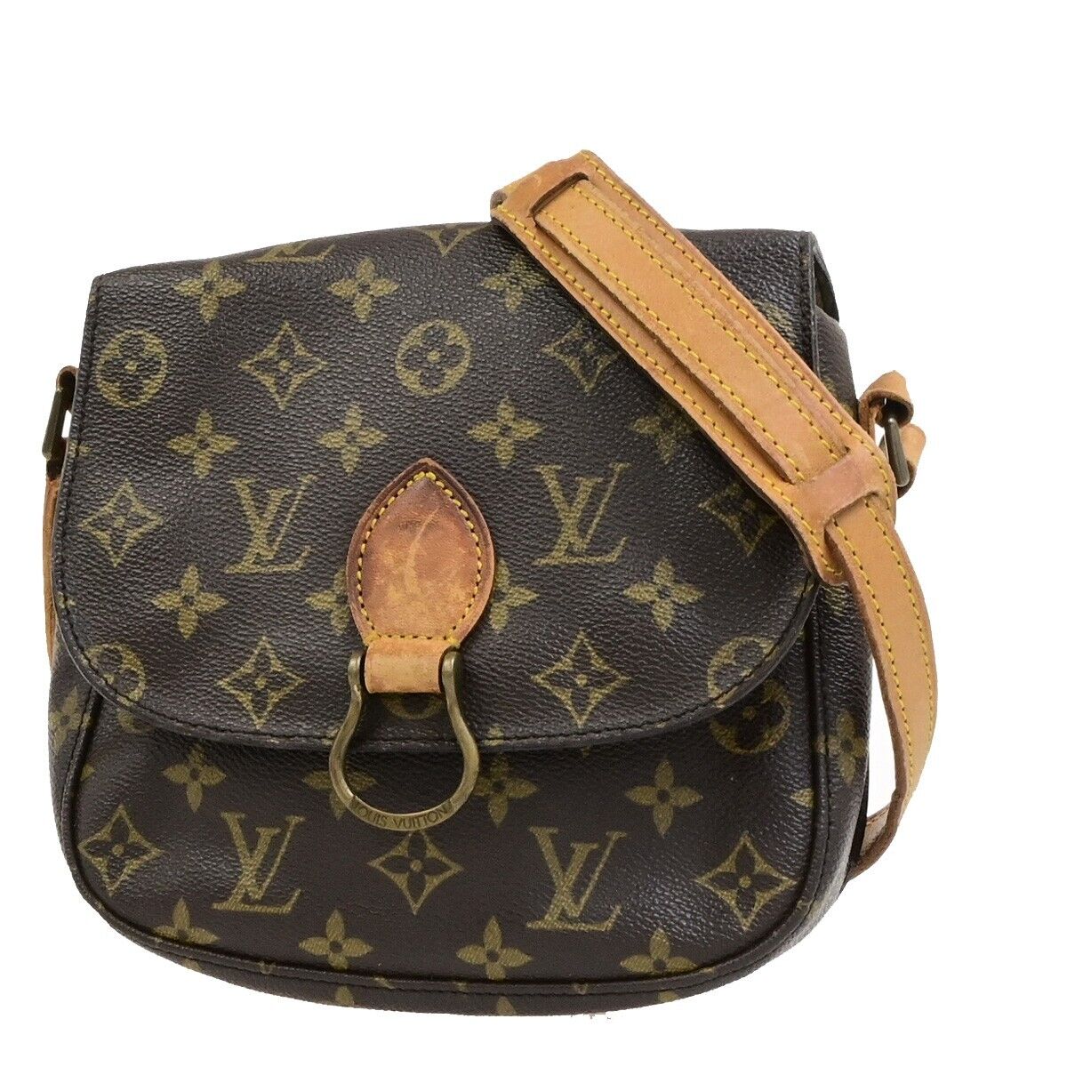 LOUIS VUITTON Saint Cloud MM Shoulder Bag Monogram Leather Brown M51243 64ED489