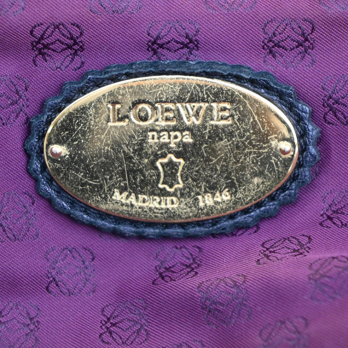LOEWE Anagram Logo Nappa Aire Tote Hand Bag Leather Black GHW Spain 73KC221