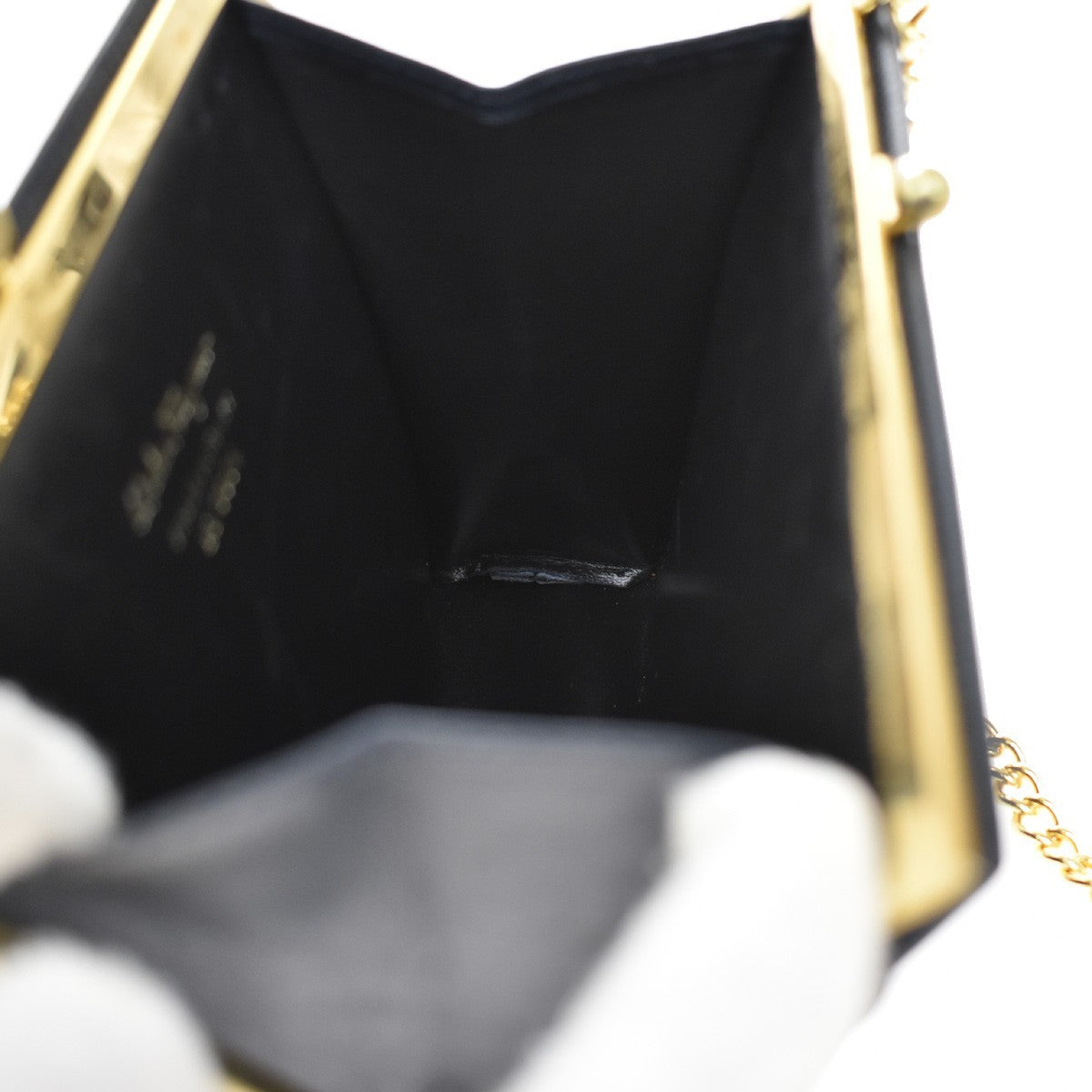 SALVATORE FERRAGAMO Vara Mini Chain Shoulder Bag Leather Navy Blue GHW 69KB071