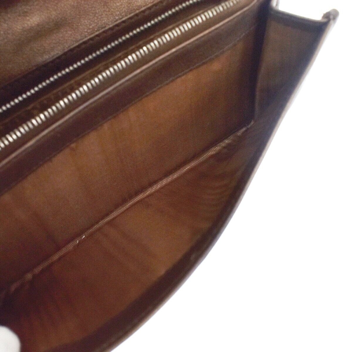 CELINE Logo Macadam Long Bifold Wallet Purse Suede Leather Brown 07GA648