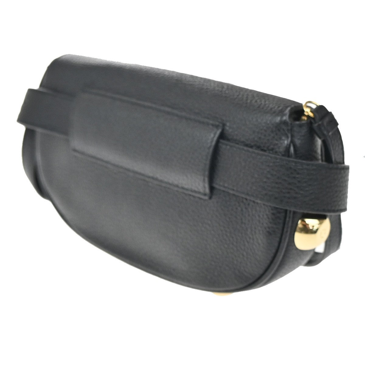 SALVATORE FERRAGAMO Glam Gancini 2Way Shoulder Bum Bag Leather Black 87KB981