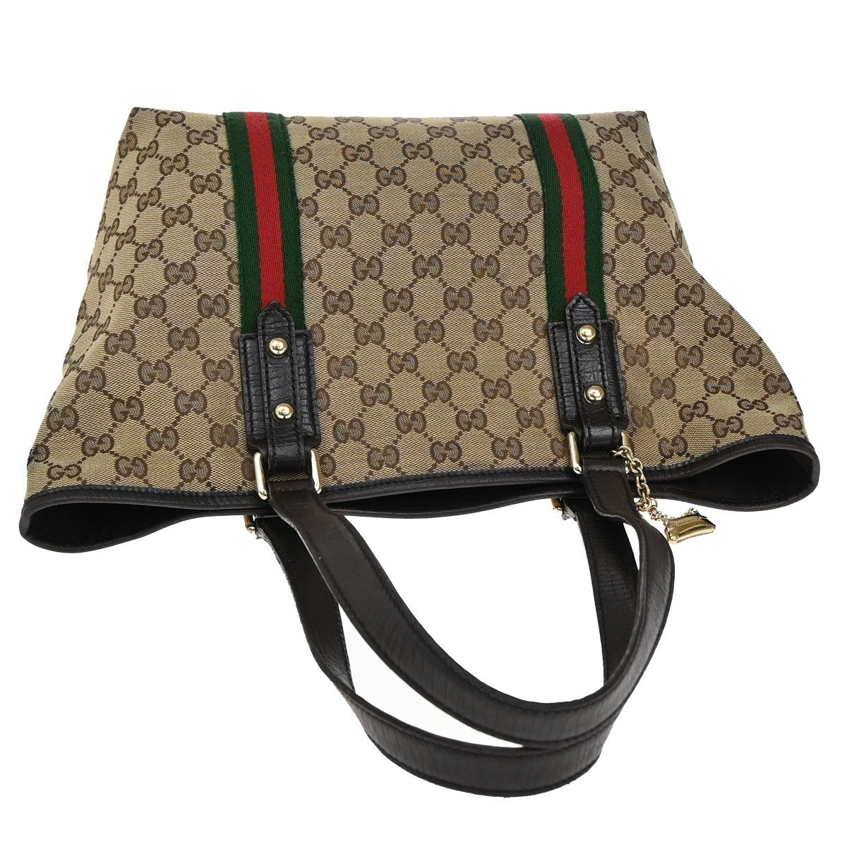 GUCCI Logo Sherry GG Pattern Shoulder Bag Canvas Leather Brown Italy 34YH198