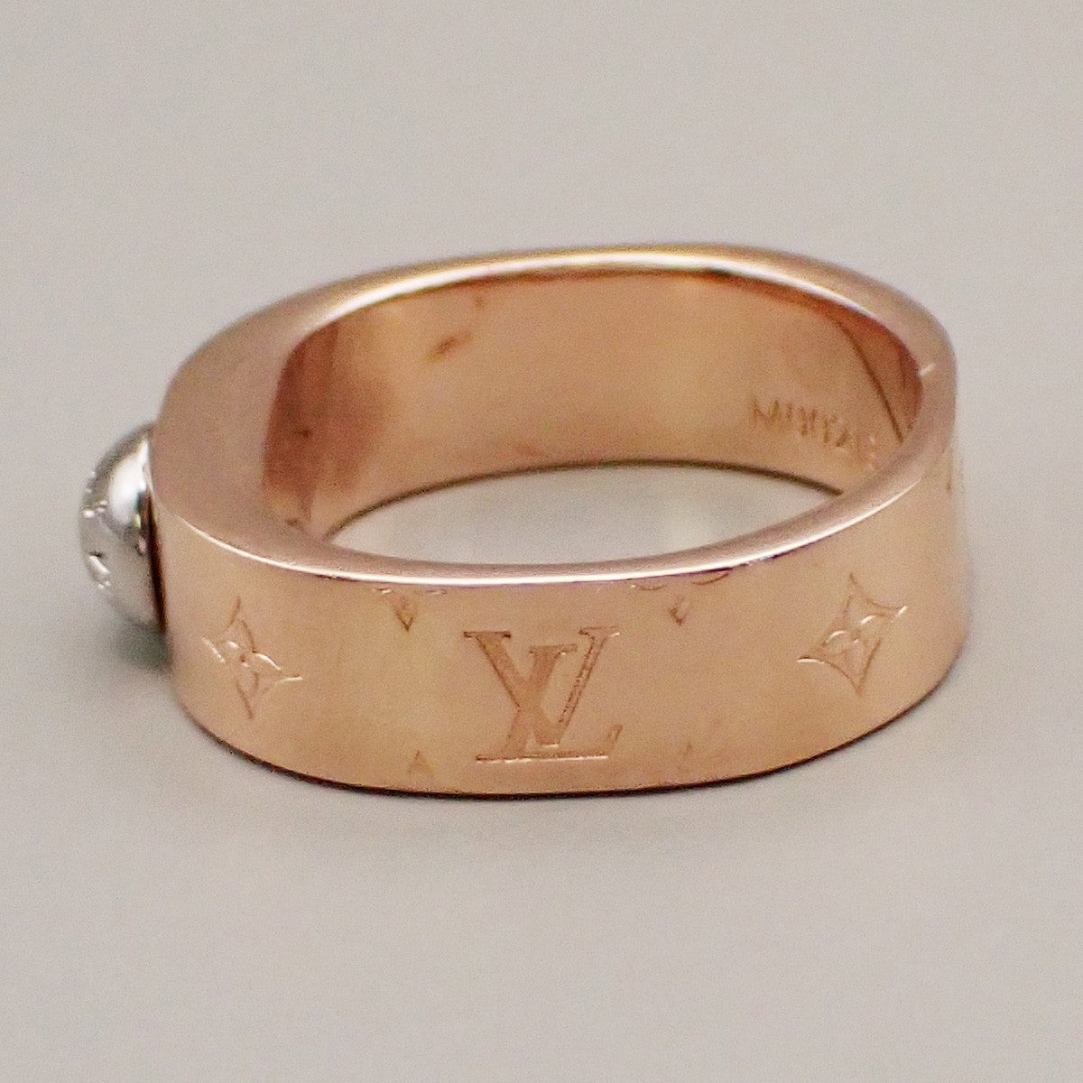 LOUIS VUITTON Nanogram Ring Size S Gold Silver M00213 Italy Accessory 30RF611