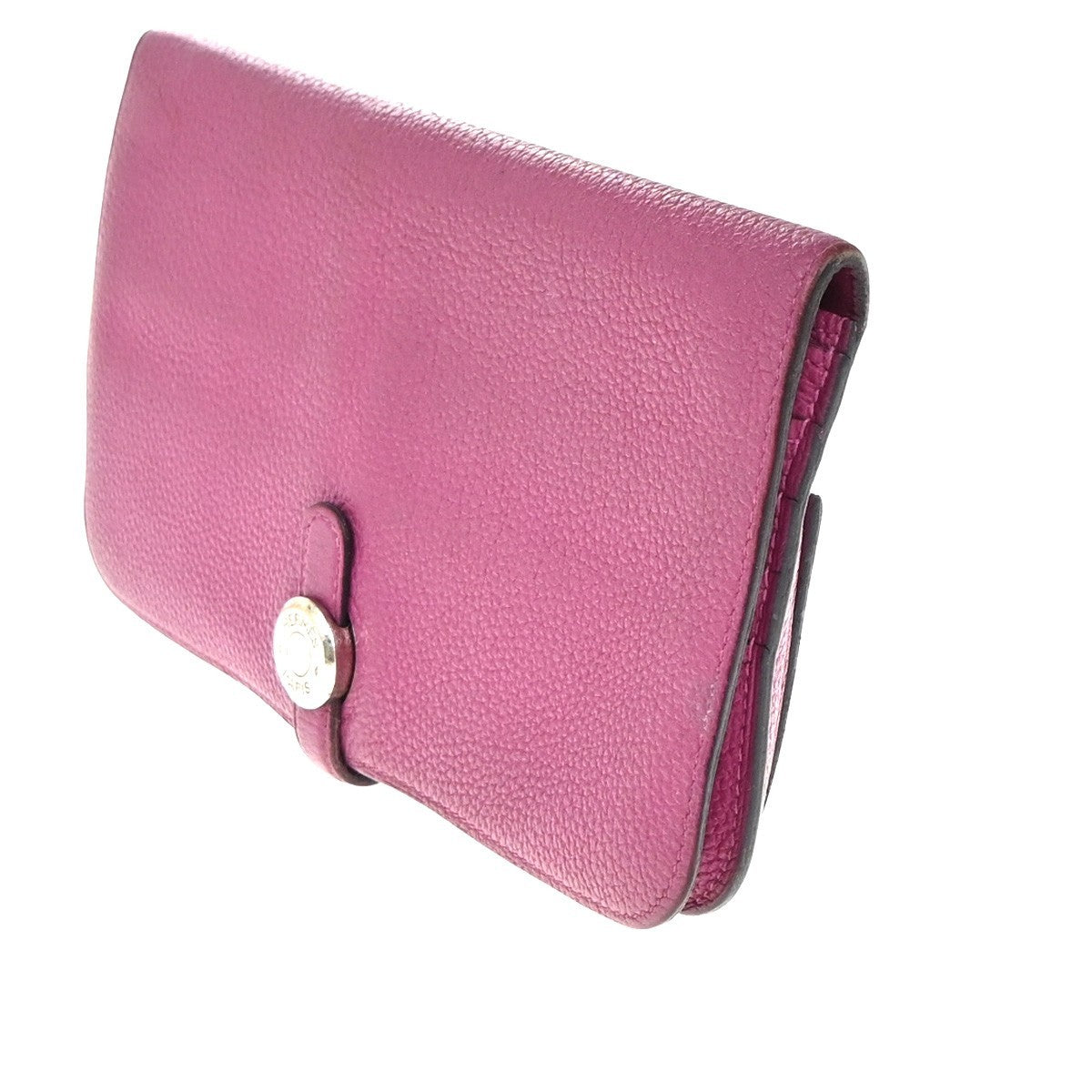 HERMES Logos Dogon GM Long Bifold Wallet Togo Leather Pink SHW 35RP163
