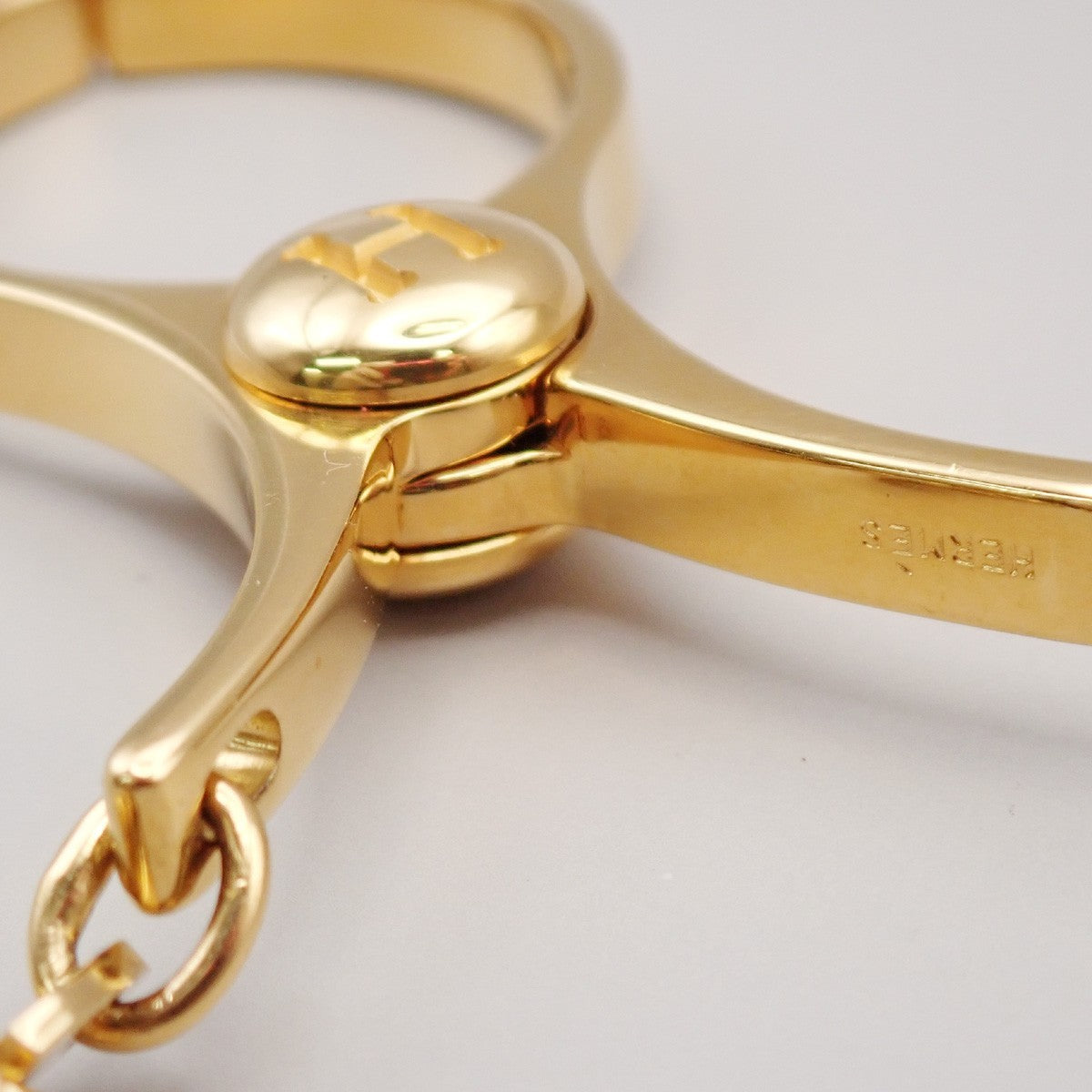 HERMES Logo Filou Chain Glove Holder Bag Charm Gold GHW Accessory 04RL886