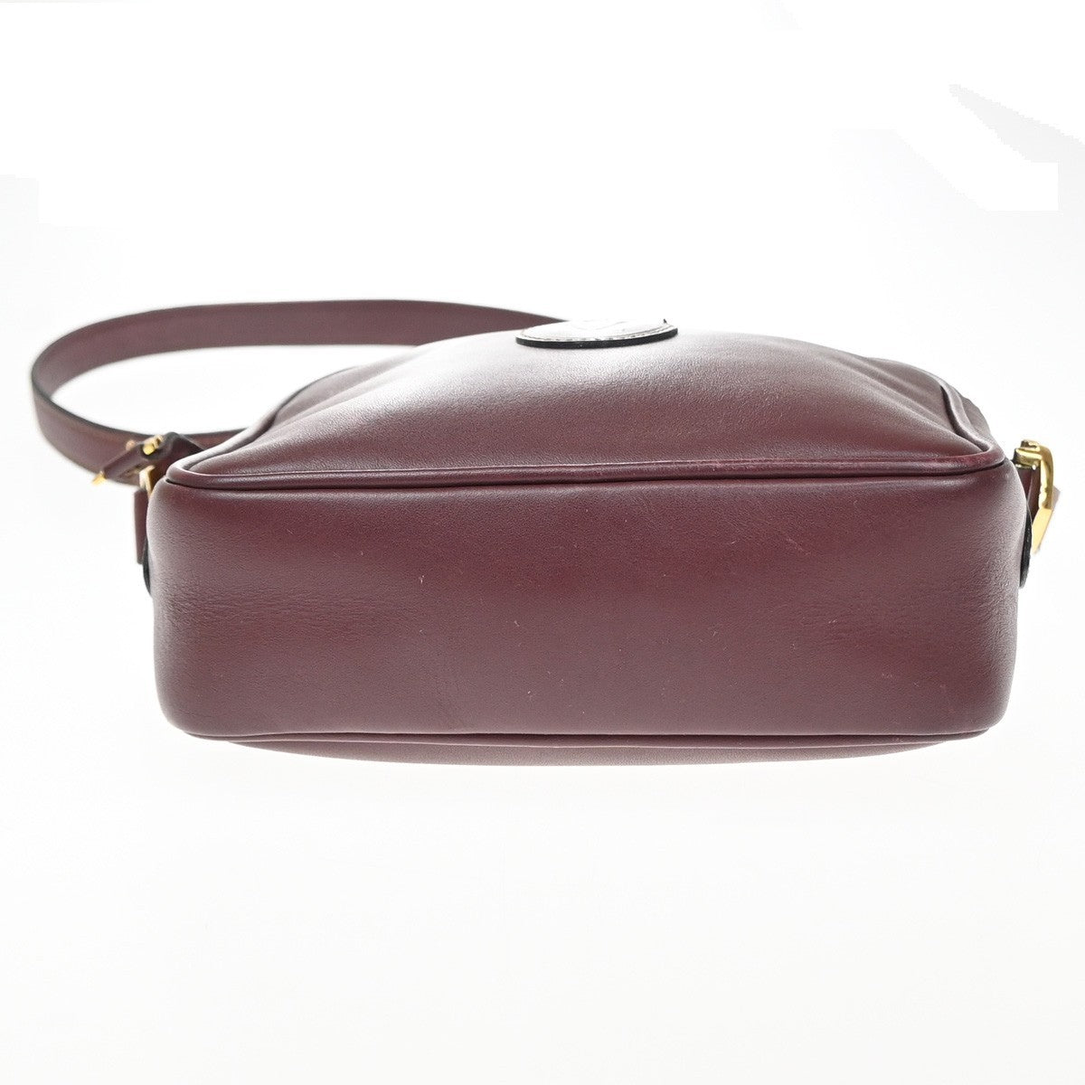 MUST DE CARTIER 2C Logo Mini Crossbody Shoulder Bag Leather Red GHW 66YJ144