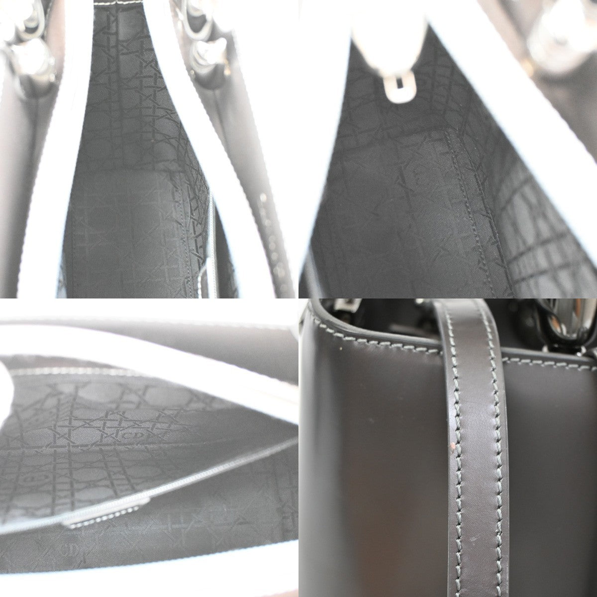 CHRISTIAN DIOR Malice Pearl 2Way Shoulder Bag Patent Leather Grey Italy 52RL541