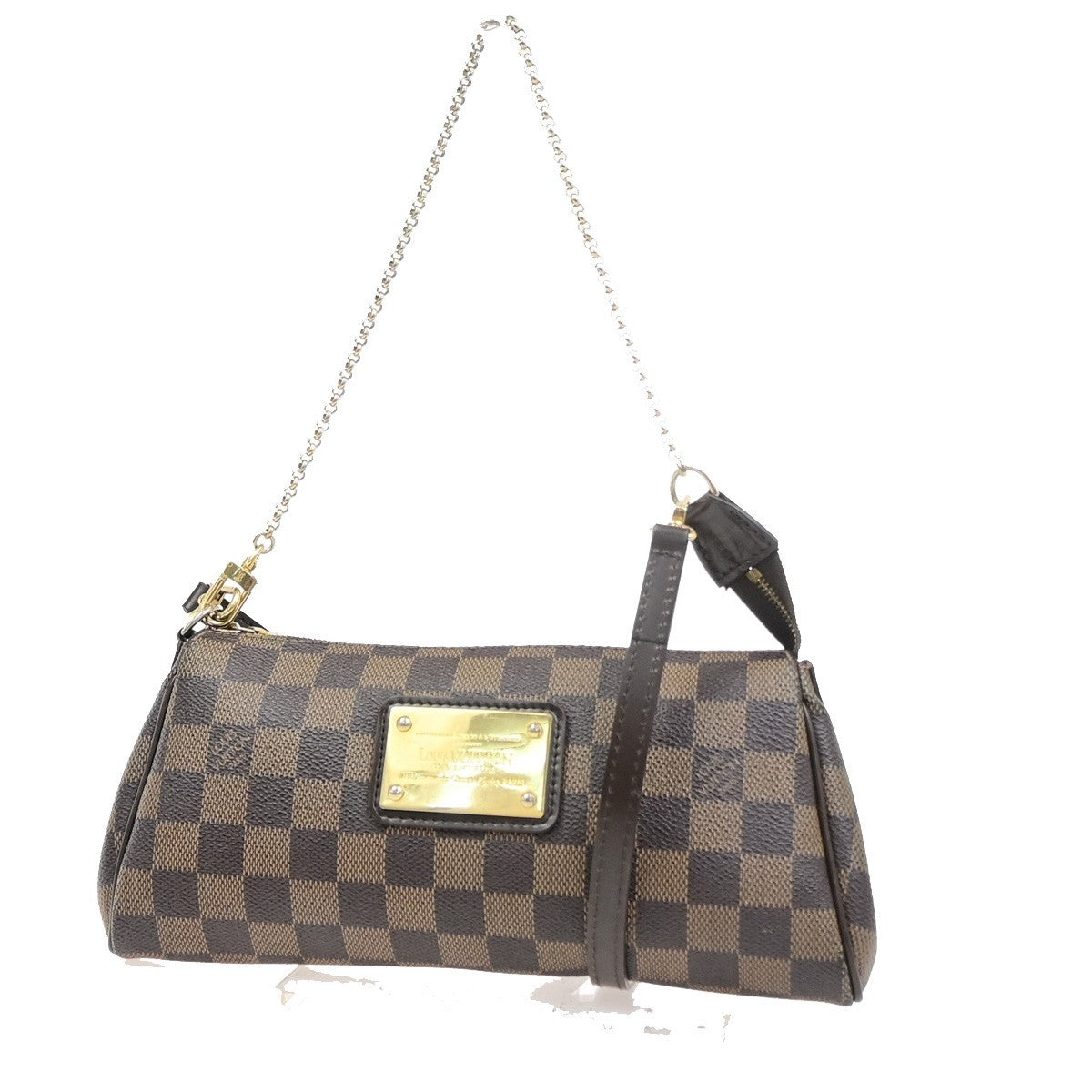 LOUIS VUITTON Eva Chain Shoulder Bag Damier Ebene Leather Brown N55213 601MA693