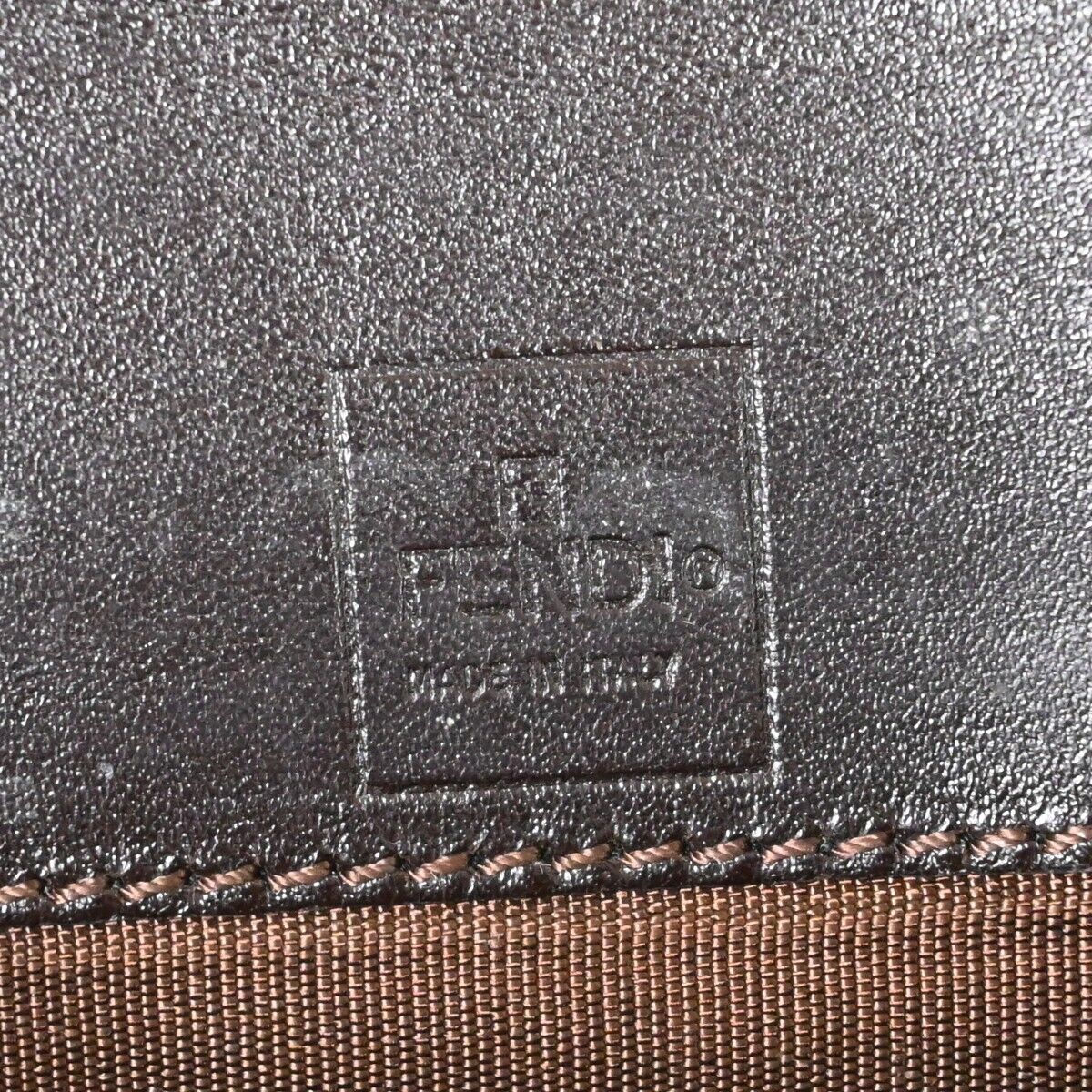 FENDI Logo Zucca Pattern Bifold Wallet Purse Canvas Leather Brown Italy 08HB292