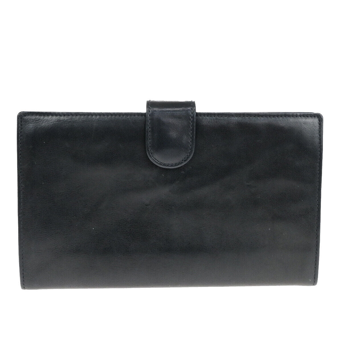 CHANEL CC Logo Long Bifold Wallet Purse Leather Black GHW Vintage 33RK743