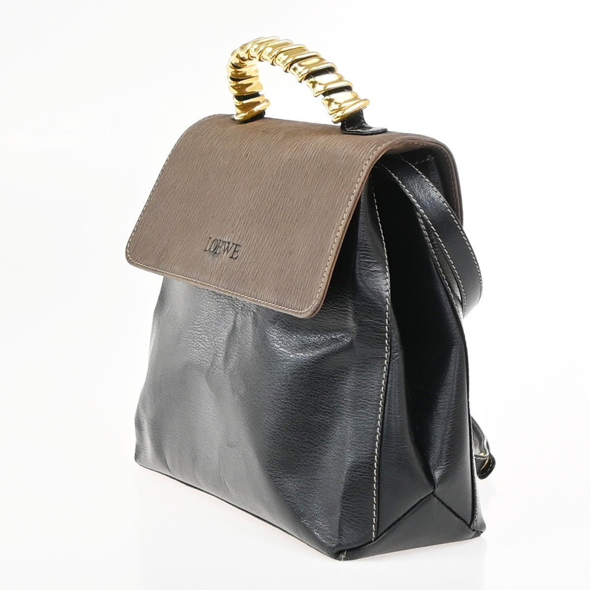 LOEWE Velazquez Twist Handle 2Way Shoulder Hand Bag Leather BN BK GHW 83KC689