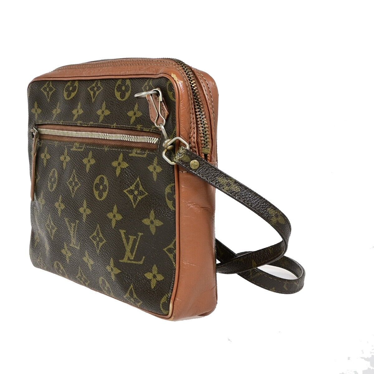 LOUIS VUITTON LV Logo Shoulder Bag Monogram Leather Brown France 04FA759