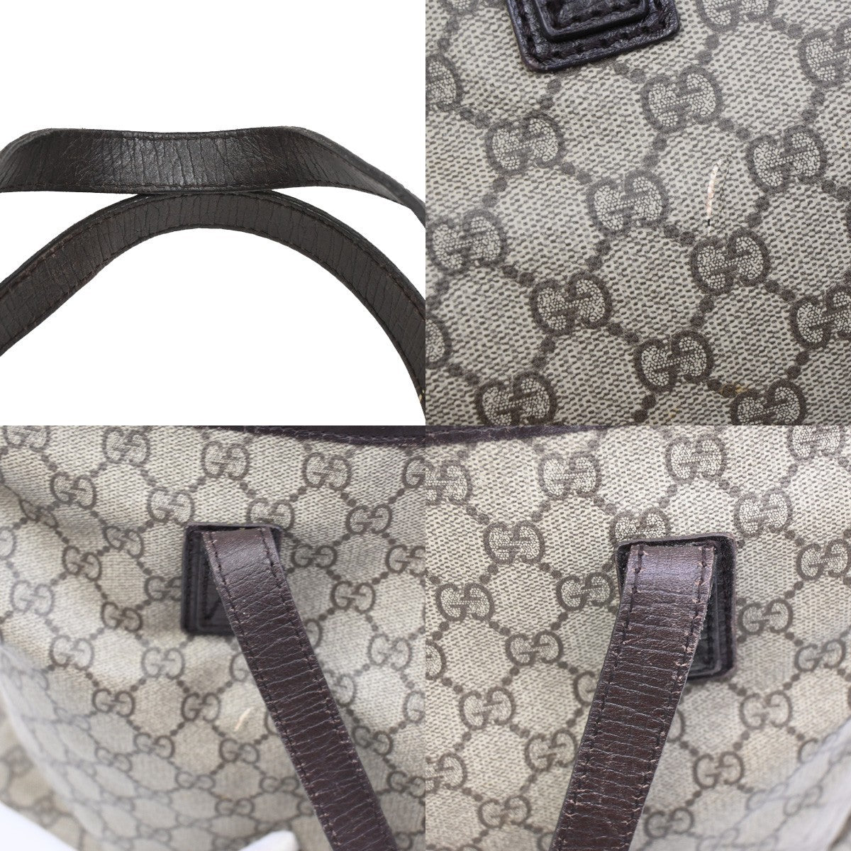 GUCCI Logo GG Patter Shoulder Hand Bag Supreme Leather Brown Itlay SHW 65DA022