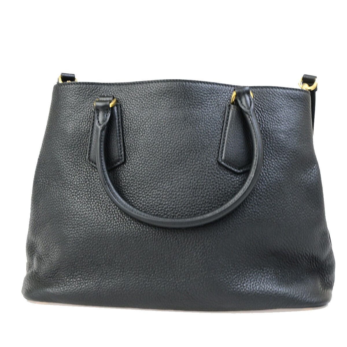PRADA Logo 2Way Shoulder Hand Bag Vitello Phenix Leather Black GHW 99RK794