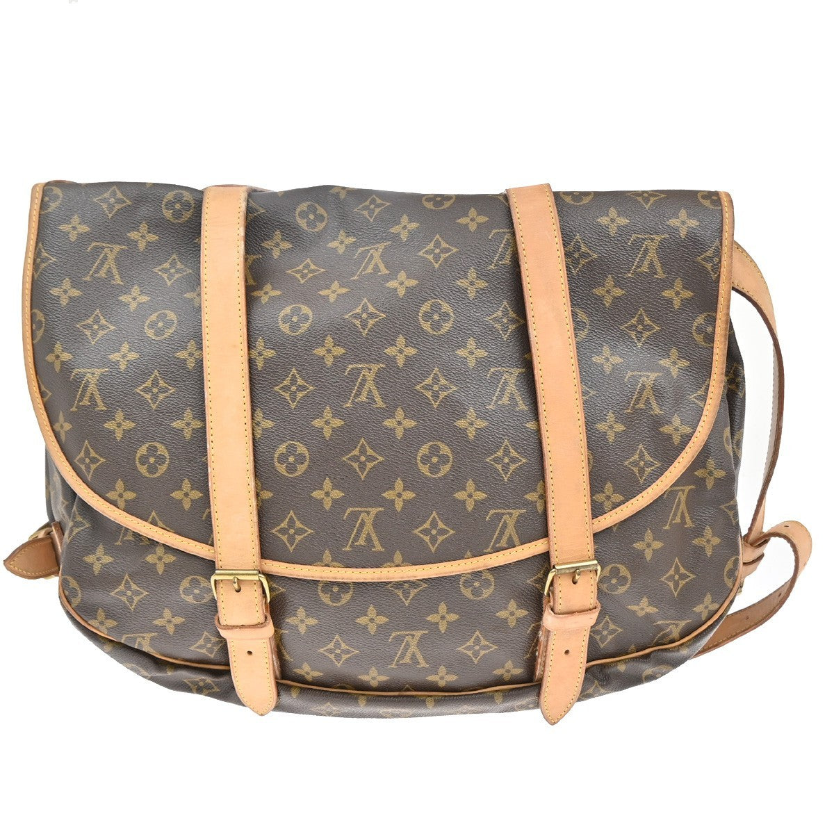 LOUIS VUITTON Logo Saumur 43 Shoulder Bag Monogram Leather Brown M42252 18CA077