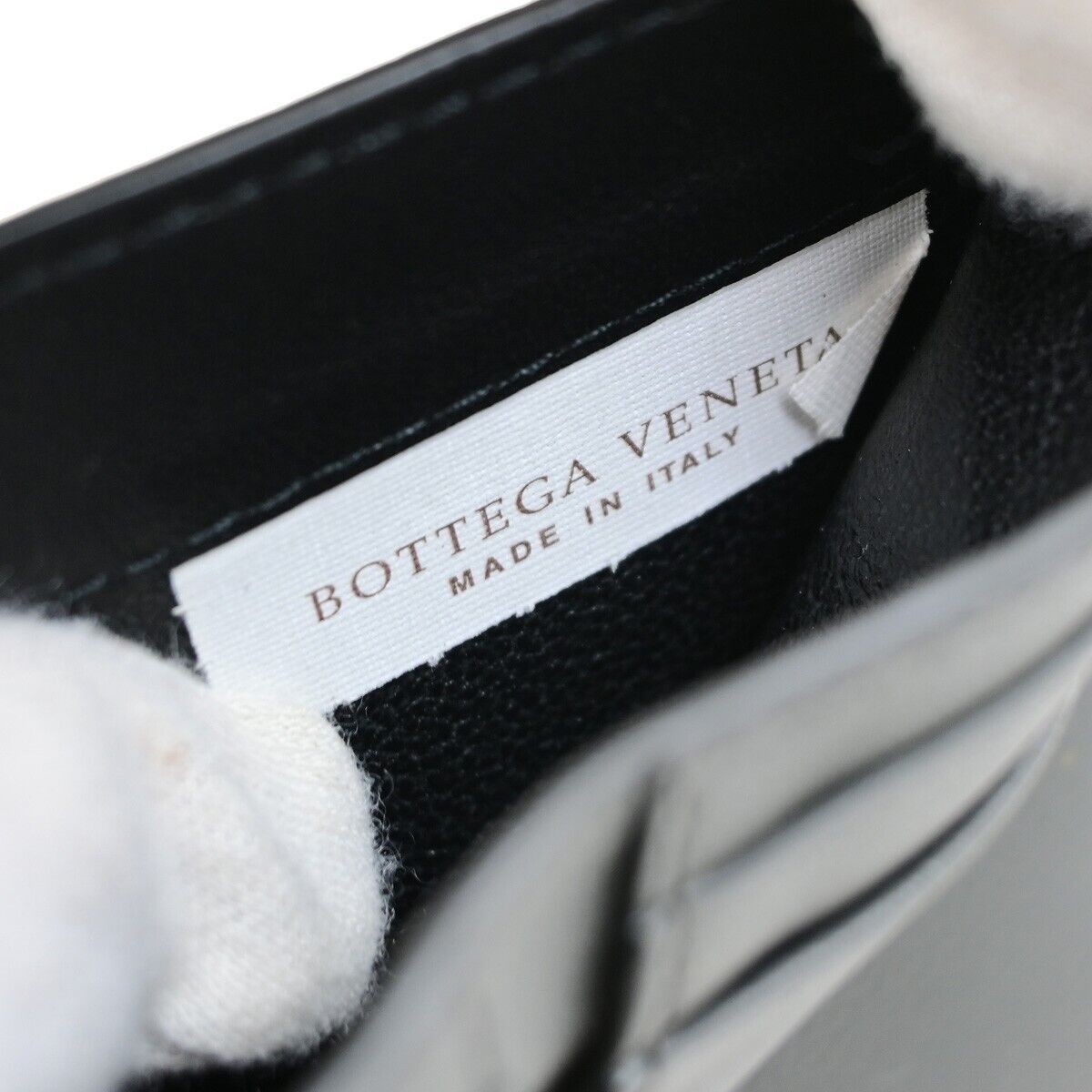 BOTTEGA VENETA INTRECCIATO Trifold Wallet Purse Leather Black Italy 31FB313