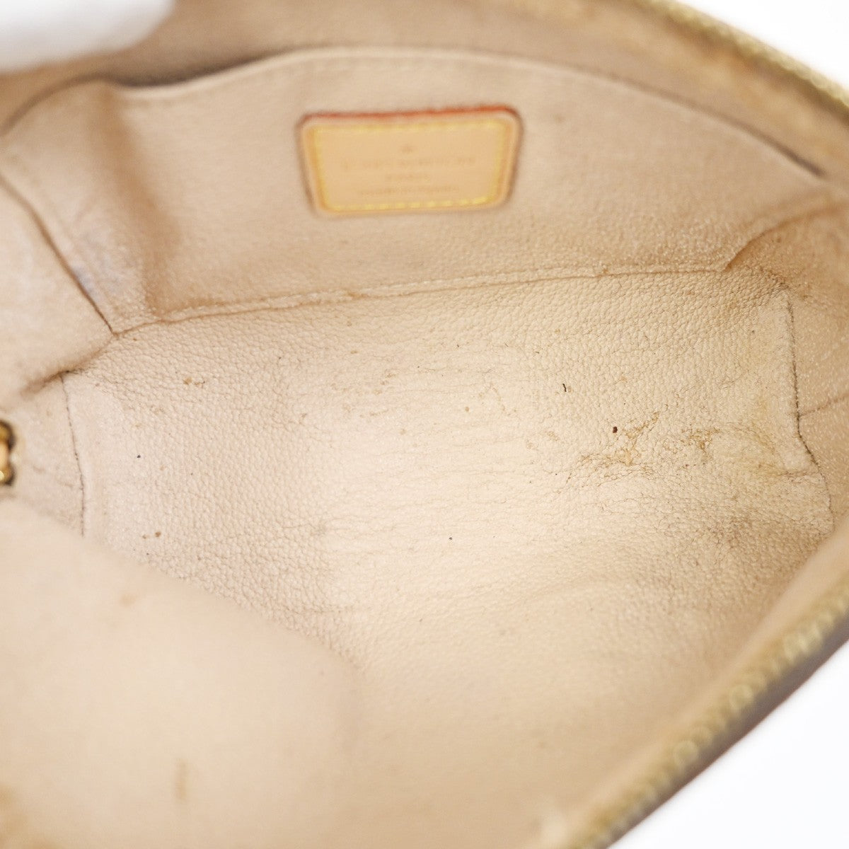 LOUIS VUITTON Logo Pochette Cosmetic Pouch Monogram Leather Brown M47515 04SA006