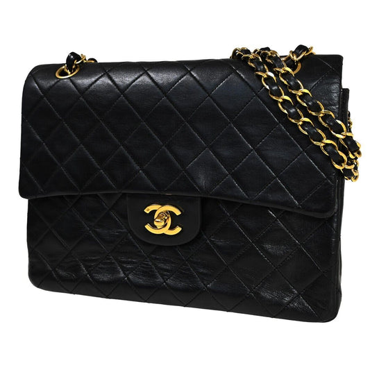 CHANEL CC Matelasse 25 Chain Shoulder Bag Leather Black GHW Vintage 343RH834