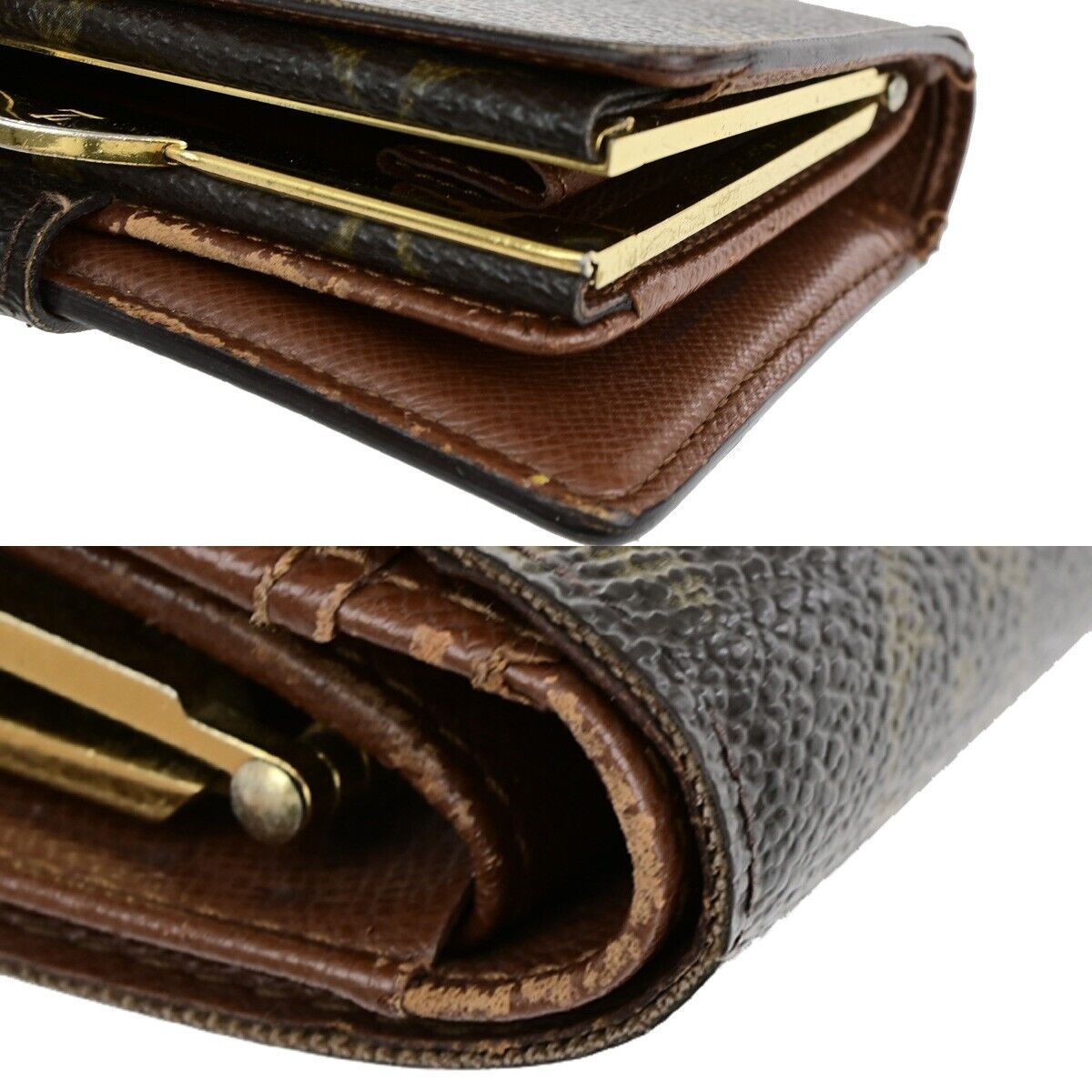 LOUIS VUITTON 4 Set Long Bifold Wallet Purse Monogram Leather Brown 36YF005