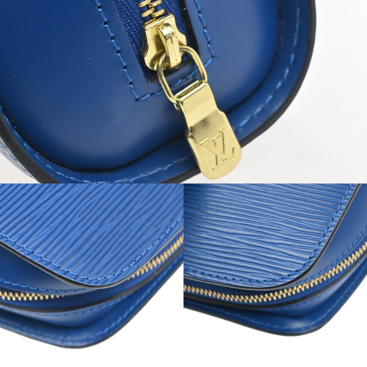 LOUIS VUITTON LV Logo Dauphine PM Pouch Epi Leather Blue France M48445 60KD049
