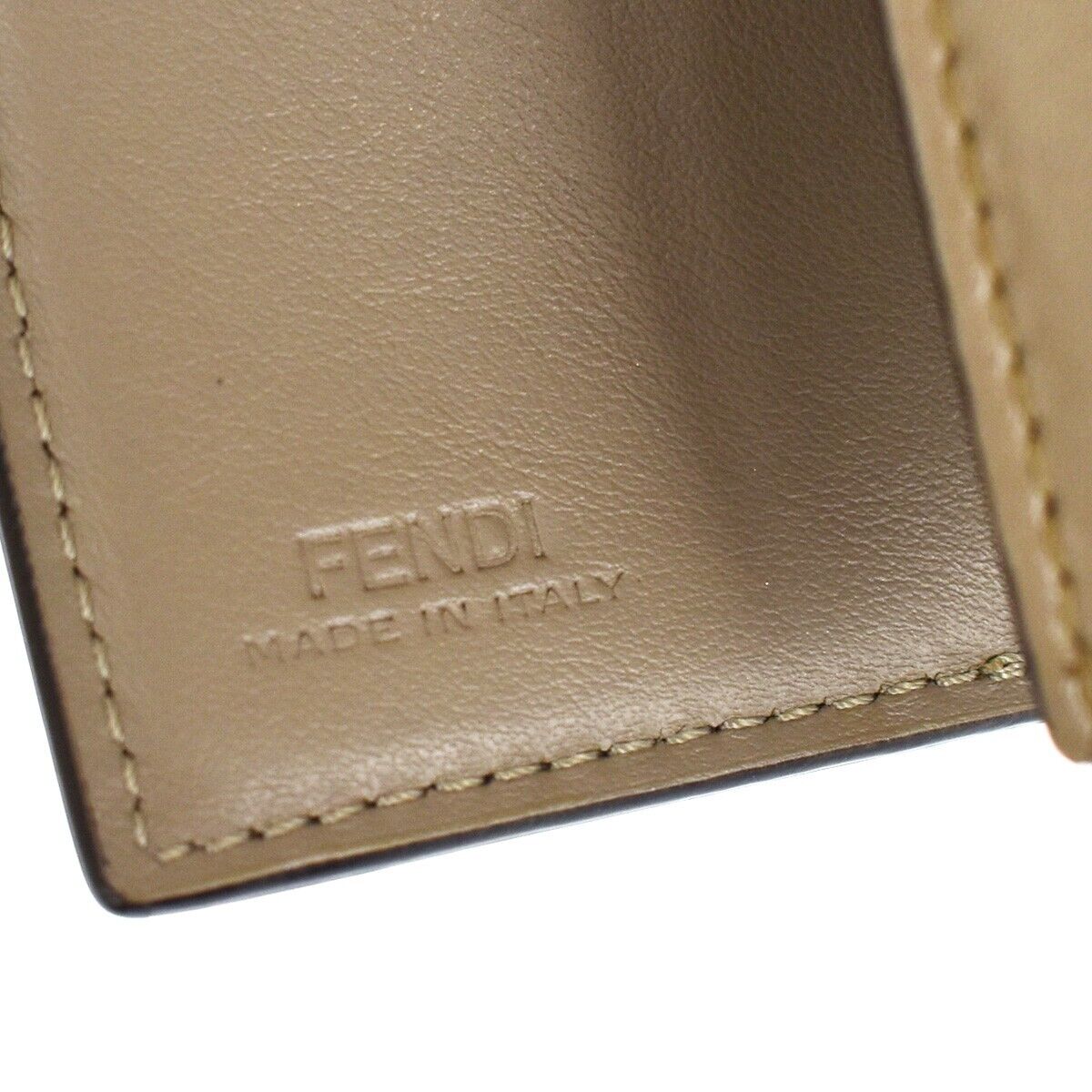 FENDI Logo F IS FENDI Compact Trifold Wallet Exotic Leather Brown Gold 64GA654